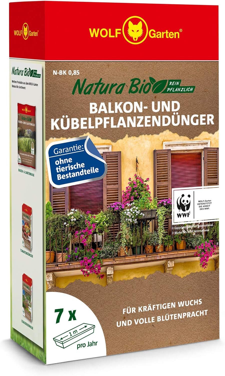 WOLF Blumendünger Balkon- und Kübelpflanzendünger N-BK 0,85 für ca. 7 Blumenkästen, 1-St.