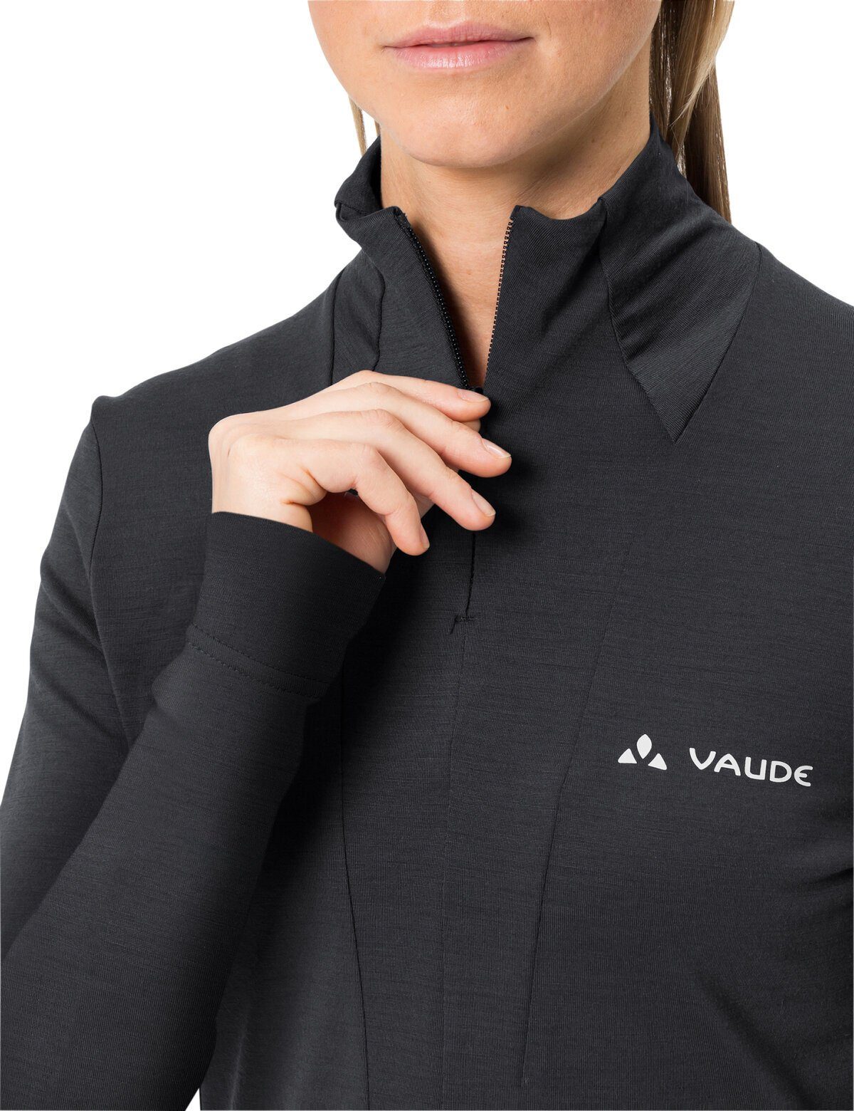 VAUDE Rundhalspullover Women's Monviso (1-tlg) Wool uni black Halfzip Shirt
