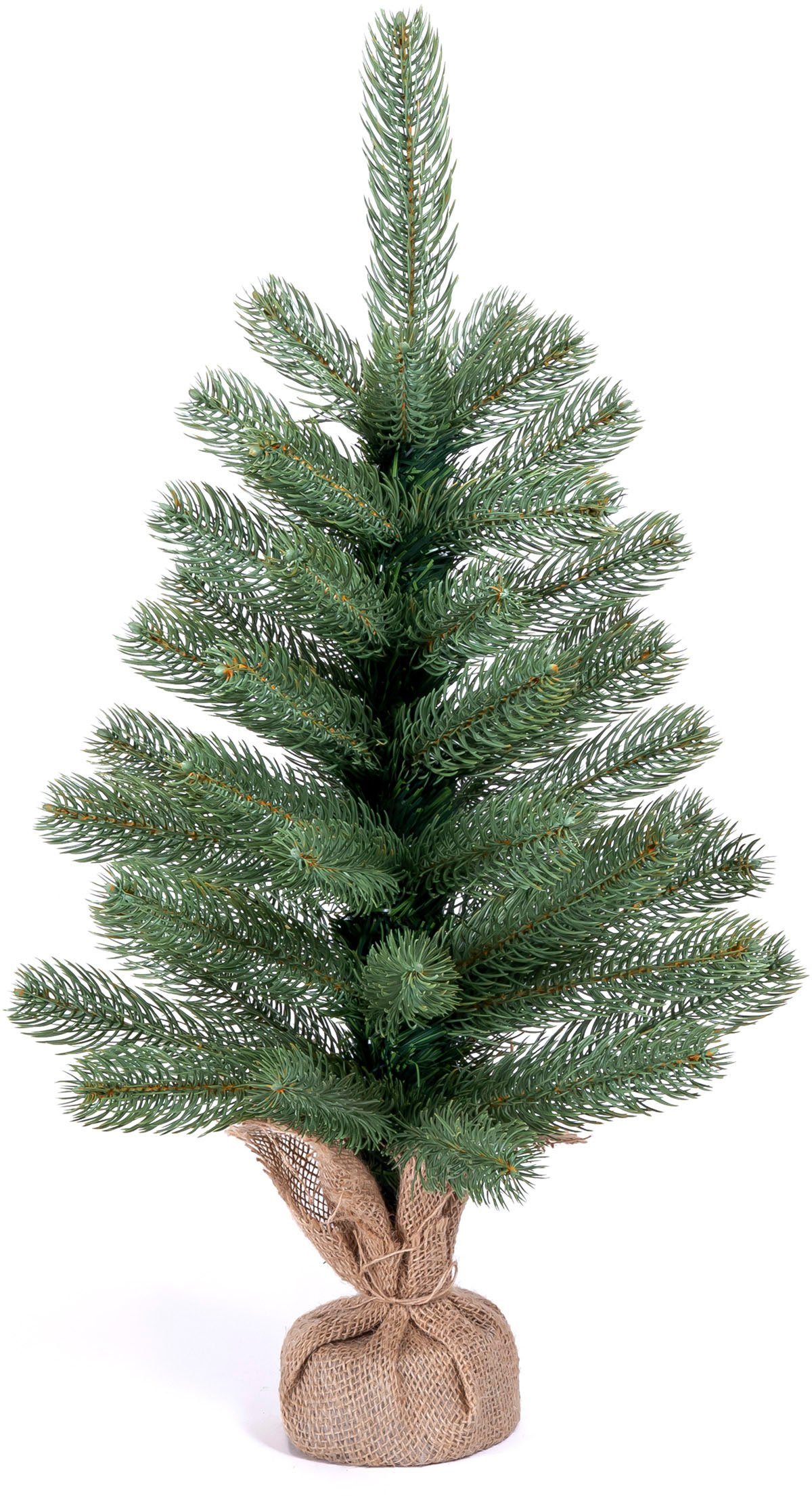 Jutebeutel künstlicher Tannenbaum, Winterworld Betonfuß Weihnachtsdeko mit den Nordmanntanne, um Künstlicher Christbaum, IC Weihnachtsbaum