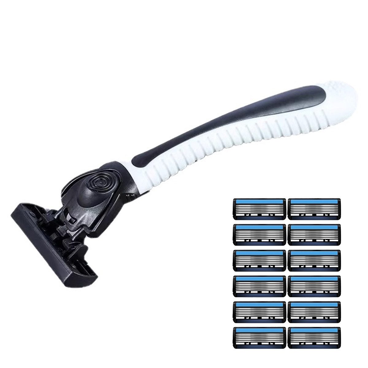 DOPWii Nassrasierer Rasierer,Nassrasierer mit 12er Ersatzklingen,6 Lagen Herrenrasierer, mit flexiblem Klingenkopf und Schmierstreifen