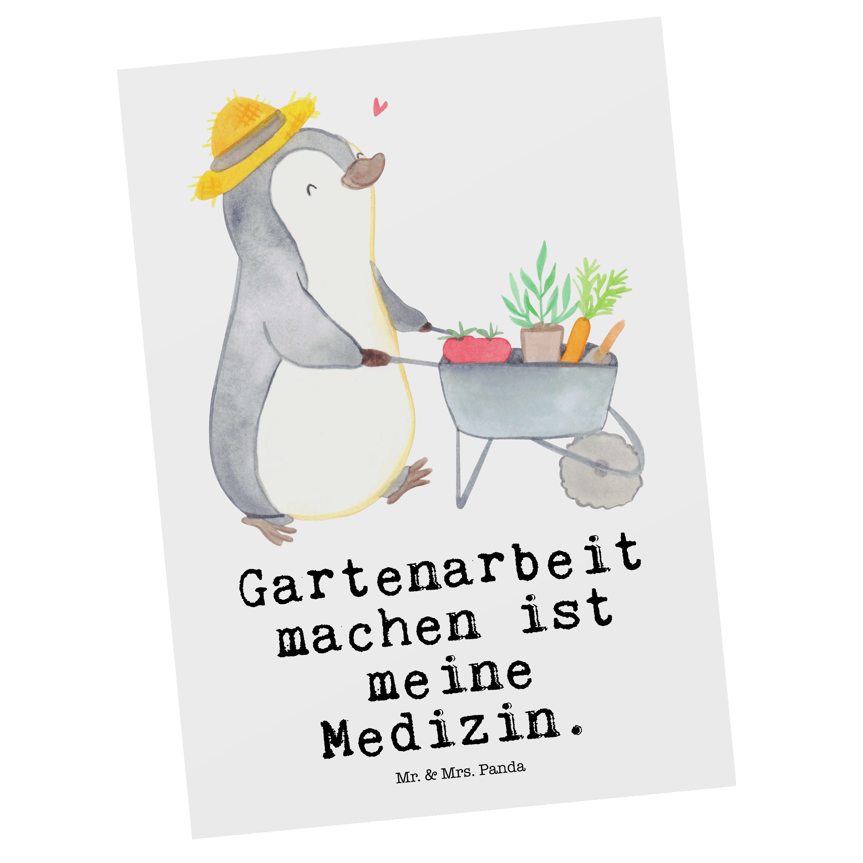 & - Pinguin Postkarte Medizin Weiß Panda Gartenarbeit Mrs. Mr. - Schenken Geschenk, Dankeschön,
