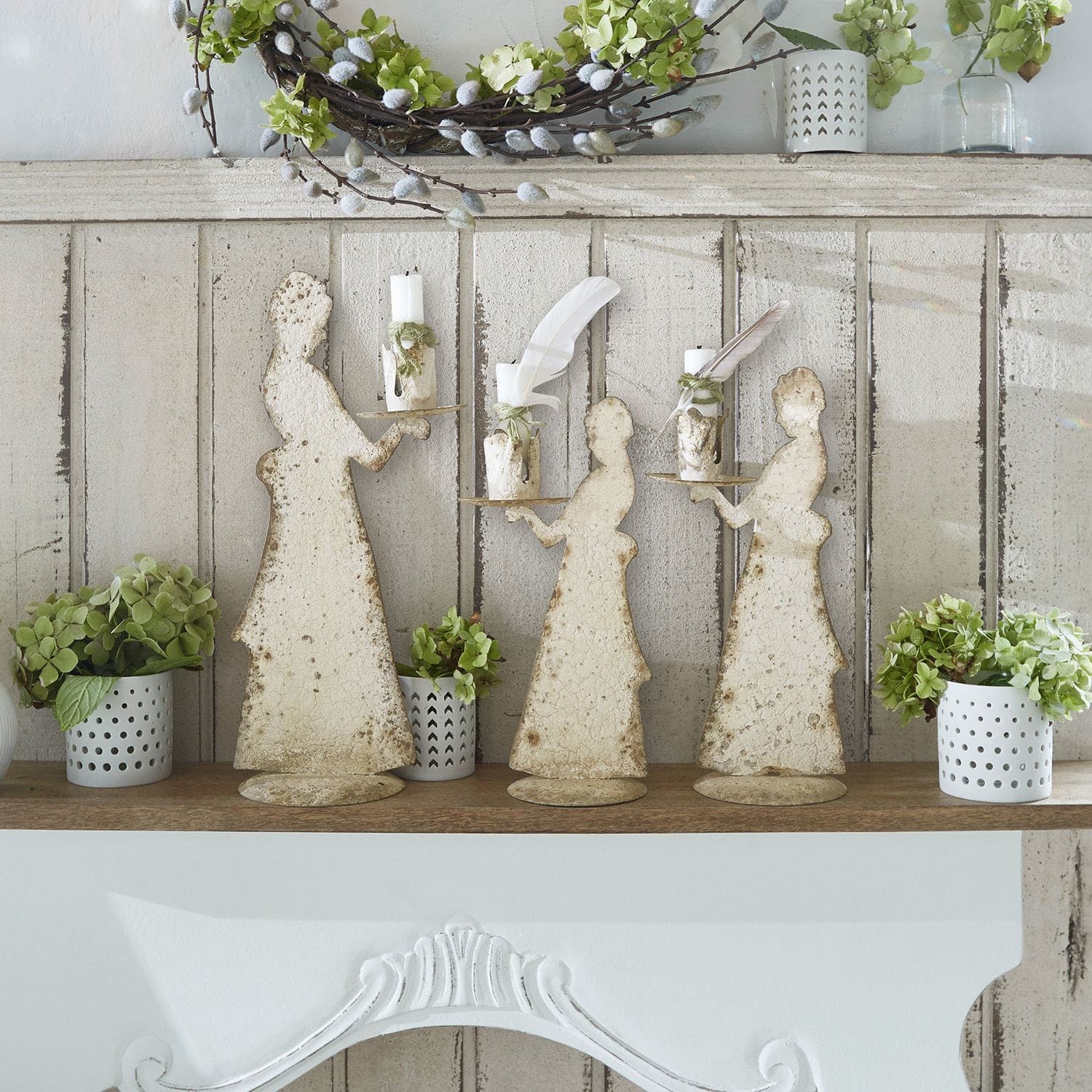 Mirabeau Kerzenständer Kerzenständer 3er Set Chanler antikweiß