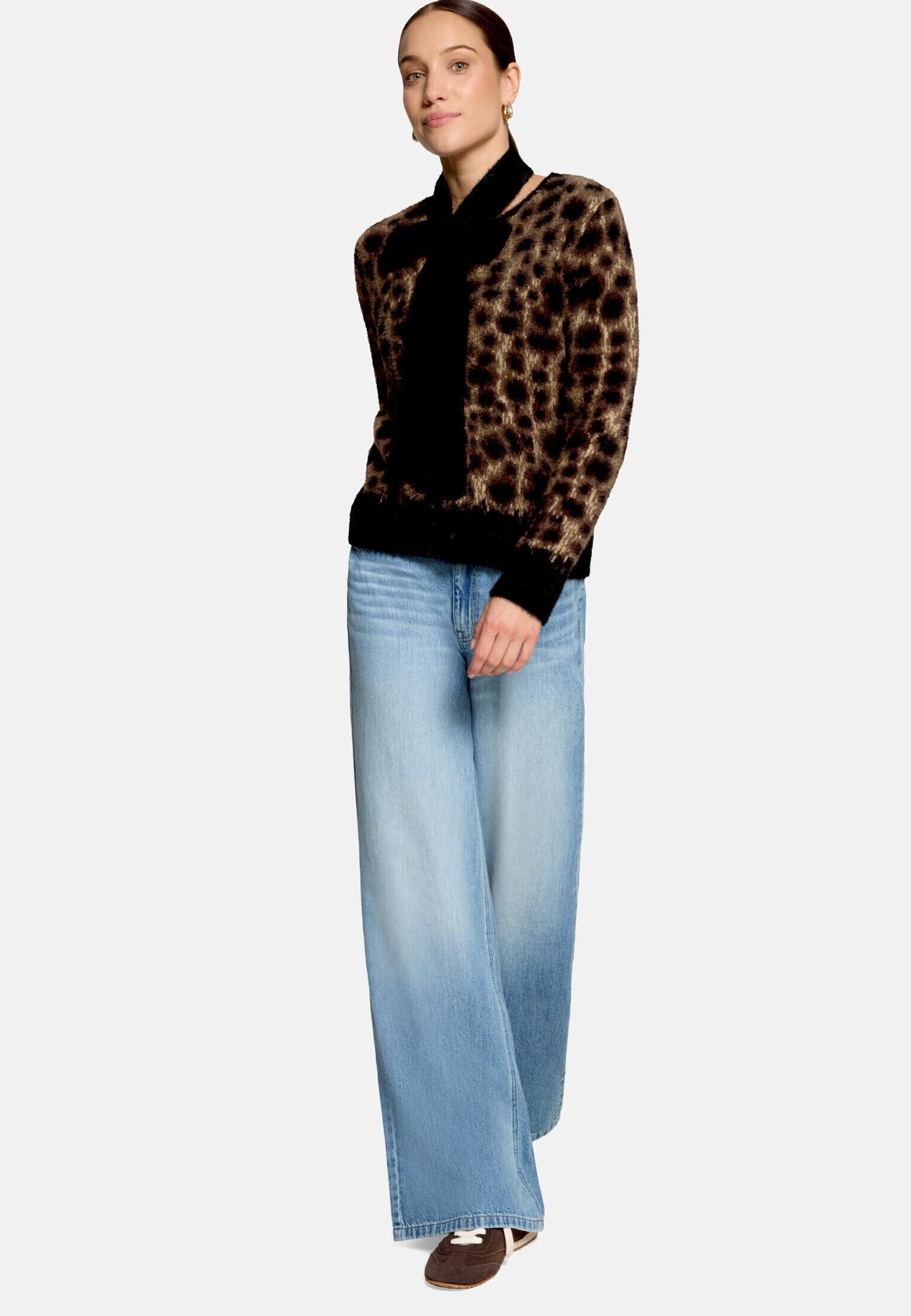 Zero Strickjacke Damen mit Jacquard (1-tlg) Material