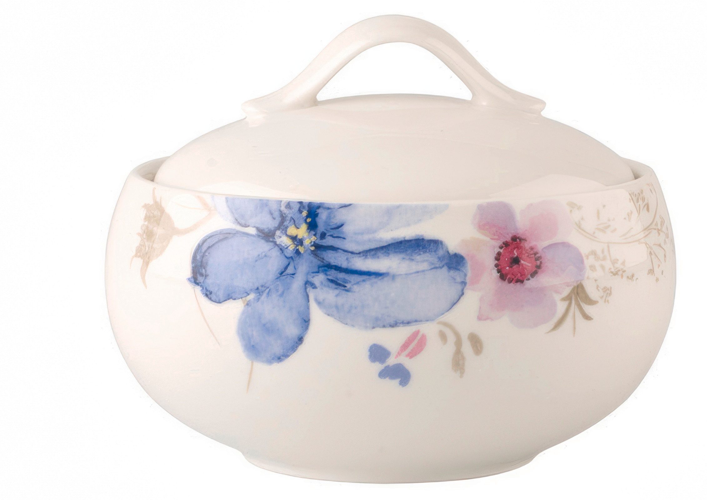 Villeroy & Boch Zuckerdose Mariefleur Gris, Porzellan, Spülmaschinengeeignet, Mehrfarbig, Motiv: Blumen