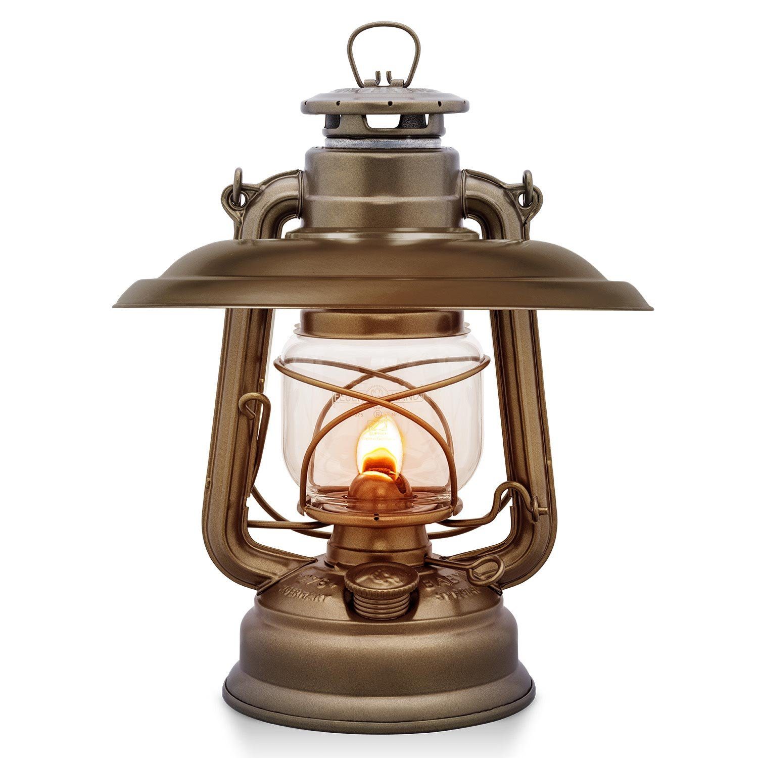 Feuerhand Outdoorkerze Sturmlaterne 276 inkl. Reflektorschirm (Spar-Set, 2-tlg., 1 x Lampe + 1 x Schirm), Farbe: Bronze, pulverbeschichtet