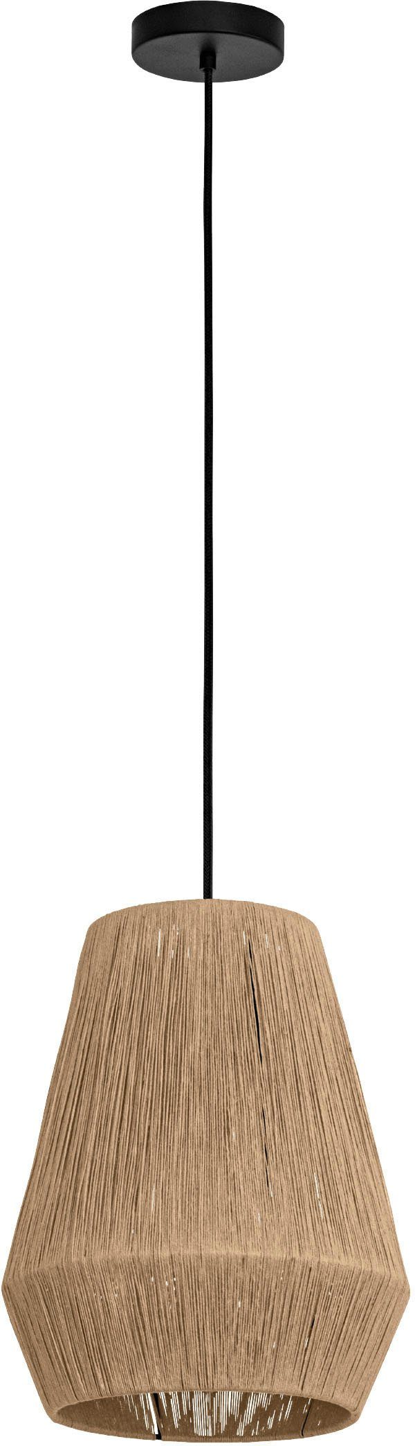 EGLO Hängeleuchte ALDERNEY Pendellampe, Retro, Stahl und Textil, Hängelampe, E27, Lampe, Leuchtmittel wechselbar, ohne Leuchtmittel, Hängeleuchte, H110 x Ø30 cm, schwarz, 1X40W exkl.