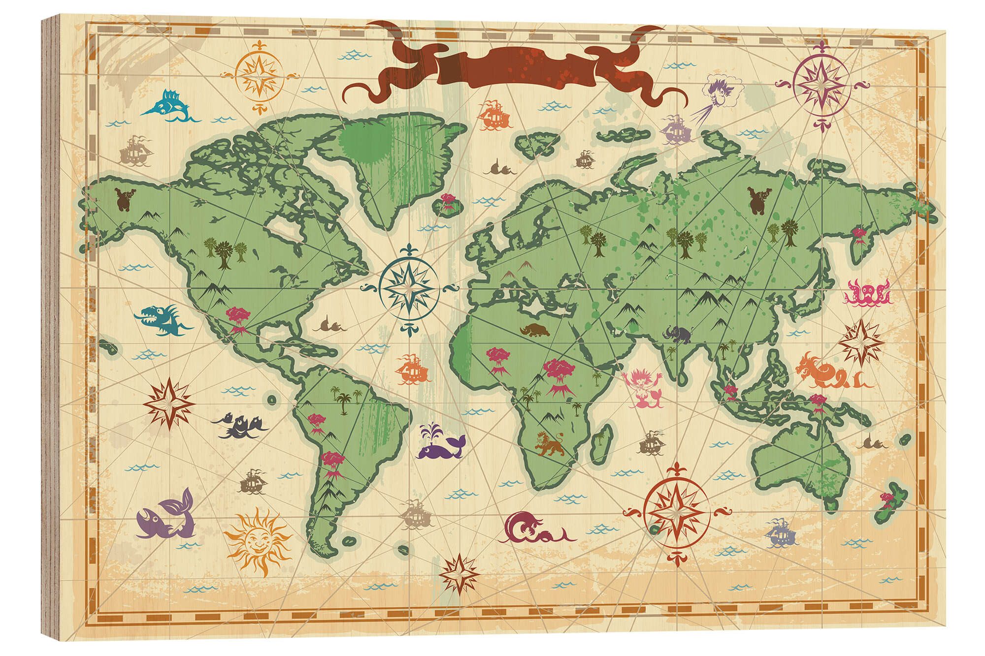 Posterlounge Wandbild Schatzkarte, Kidz Collection, erhältlich als Poster, Leinwandbild, Wandsticker oder Acrylglasbild