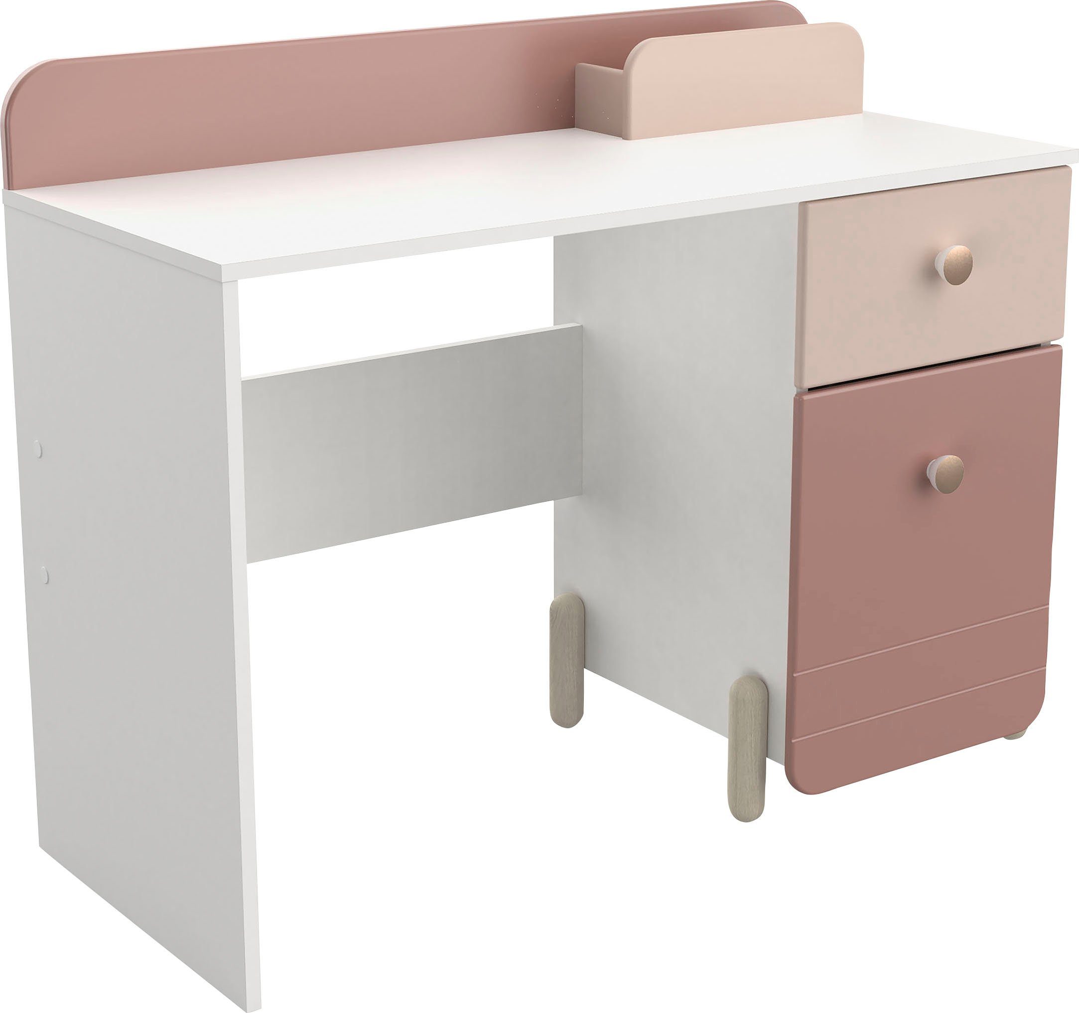 Demeyere GROUP Kinderschreibtisch Jade, Schublade, Stauraum, Runde Knopfgriffe mit Roségold-Finish