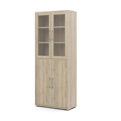 ebuy24 Aktenregal Prisme Büroschrank mit 2 Glastüren und 2 Holztüren