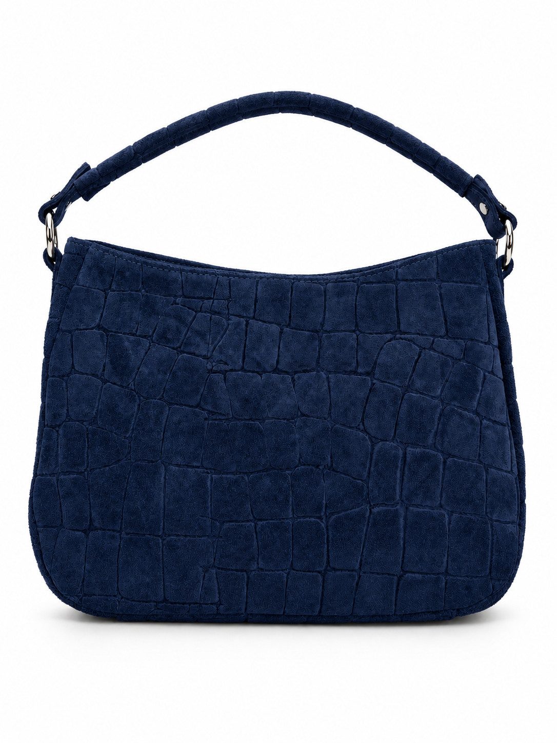 BRISE TASCHE Schultertasche Wildleder Hobo Bag mit Croc-Prägung, Echtes Wildleder, Croc-Prägung, Made in Italy