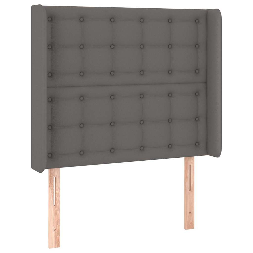 vidaXL Bett Kopfteil mit Ohren Grau 103x16x118/128 cm Kunstleder (1-tlg)