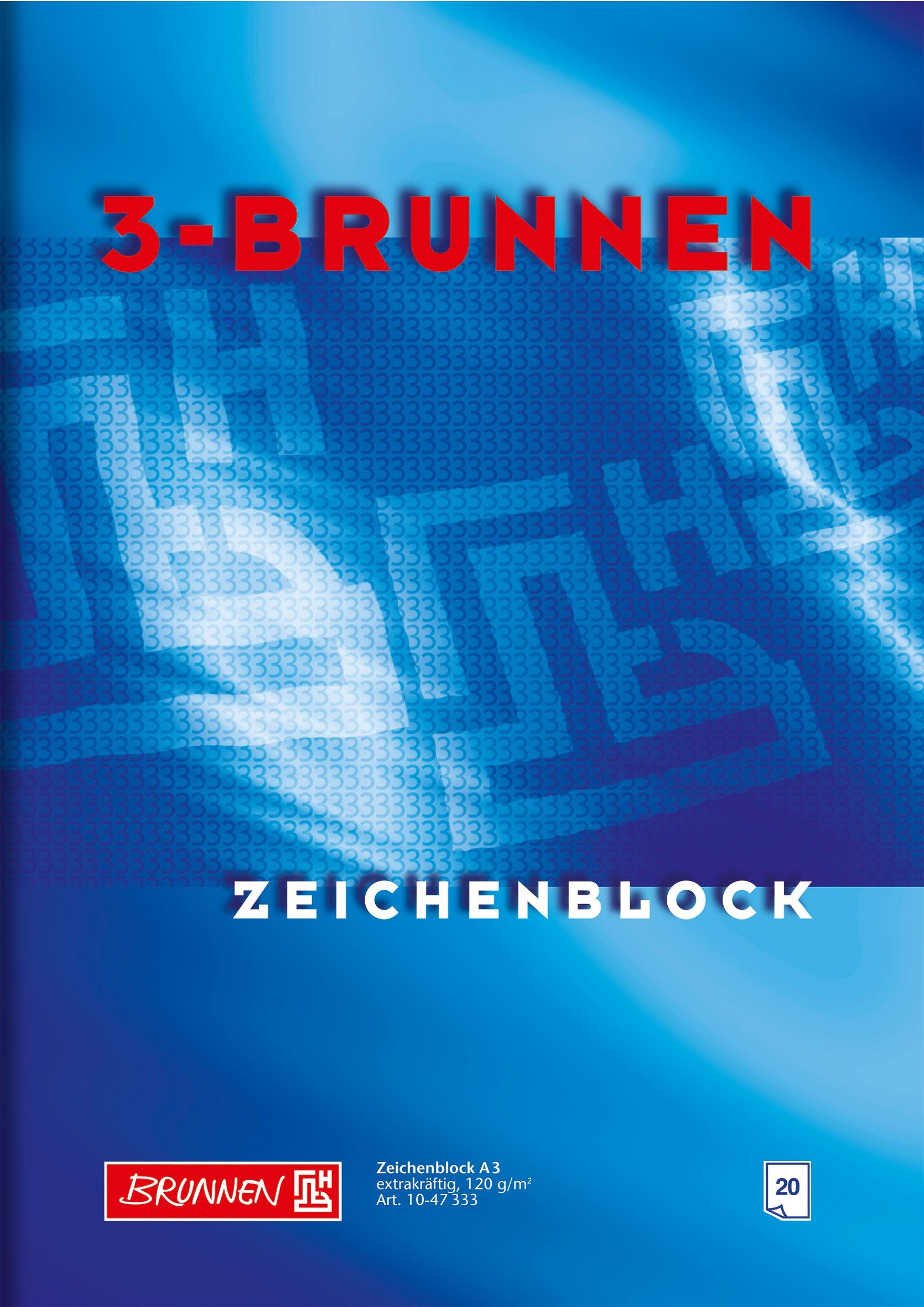 BRUNNEN Klemmen BRUNNEN 1047333 Zeichenblock "3-BRUNNEN-Block" A3 Deckblatt: blau