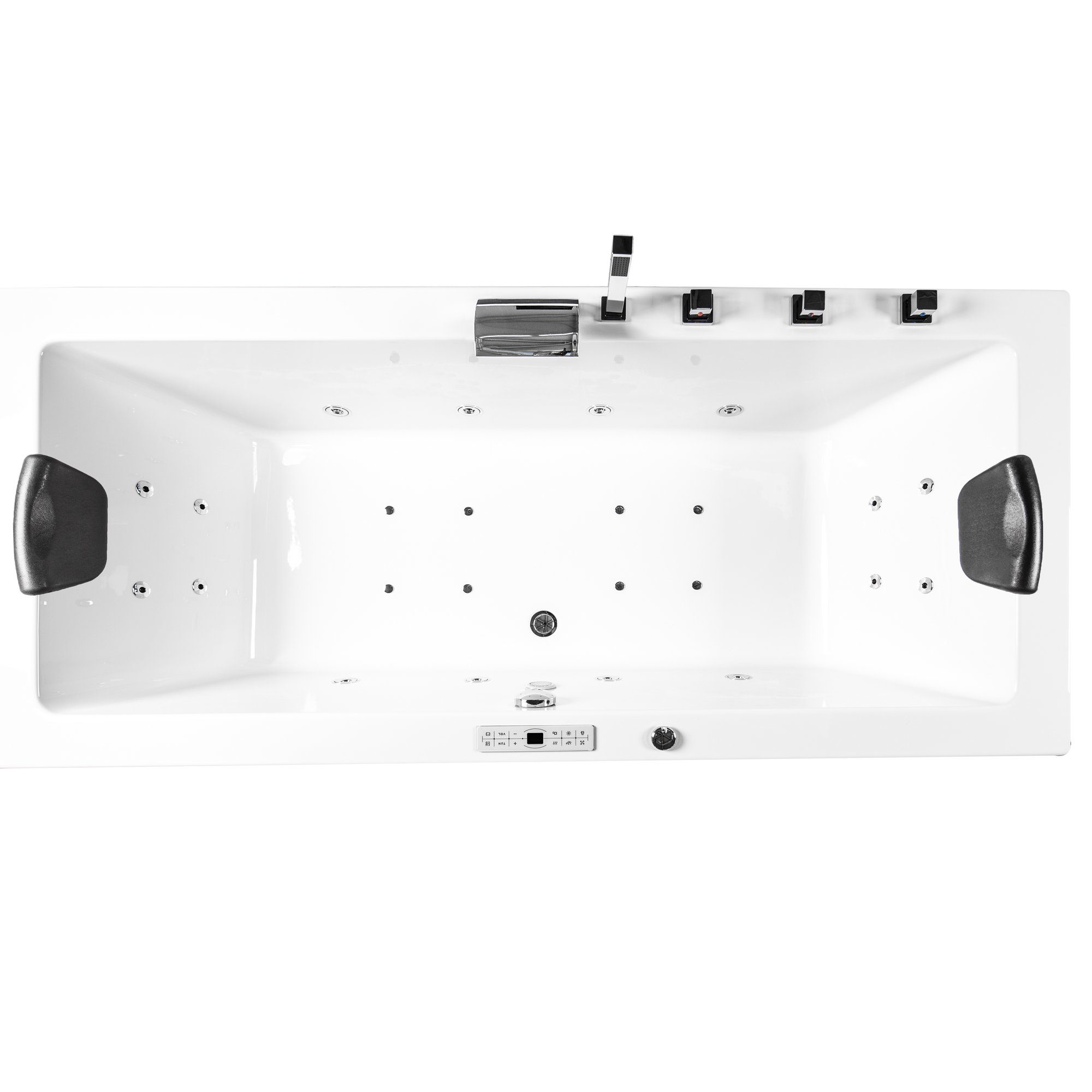 Basera® Whirlpool-Badewanne CLASSIC Indoor Whirlpool Badewanne Naxos 140 x 75 cm, (Komplett-Set), mit 24 Massagedüsen, Wasserfall, LED, Touchpanel, Bluetooth und Radio