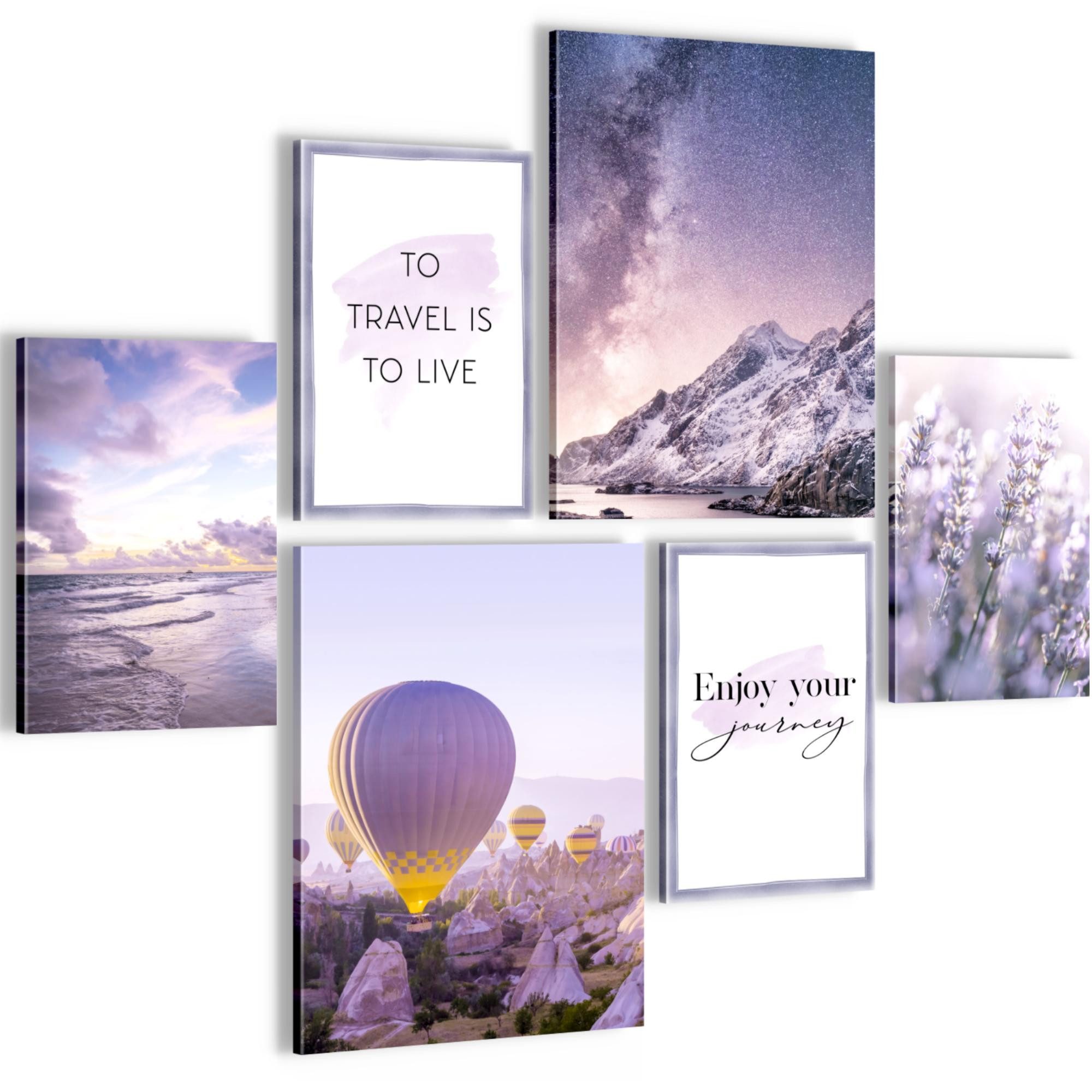 Novart Wandbild Natur Blumen Violett Lila AUFHÄNGFERTIG Modern Deko N0064, 102L x 84B cm