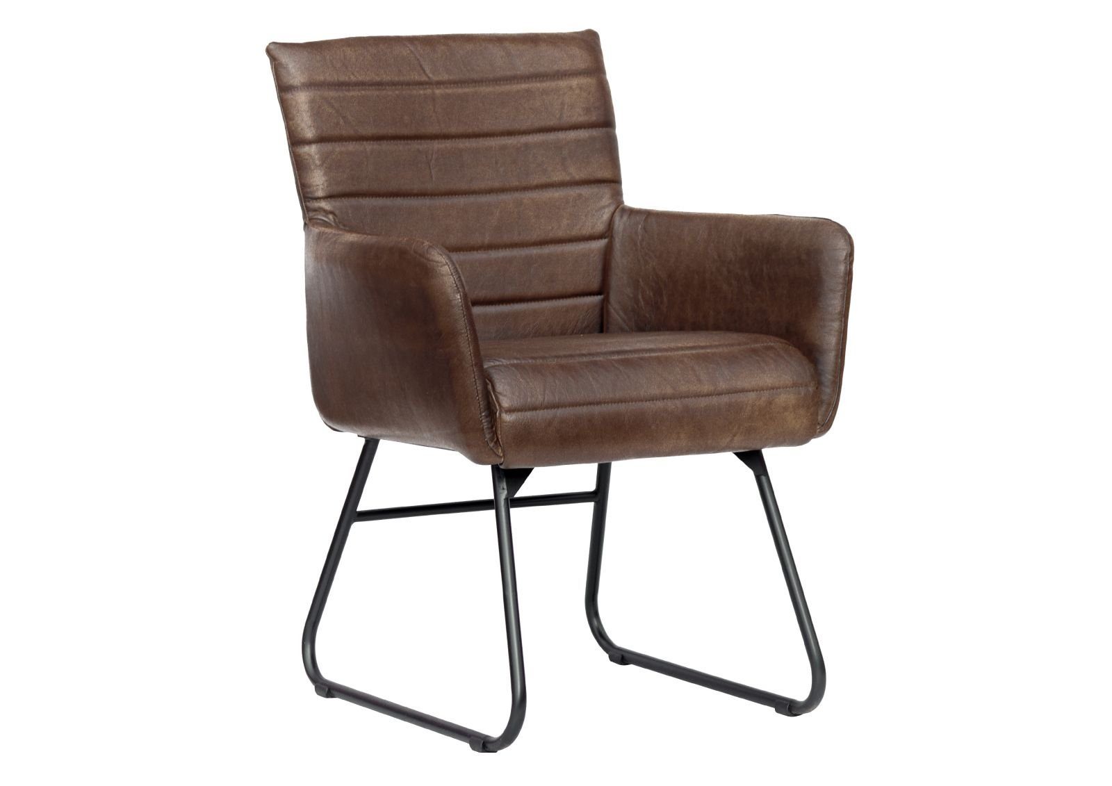 Massivmoebel24 Polsterstuhl IRON LABEL, Stuhl Echtleder 62x62x84 dunkelbraun IRON LABEL #06