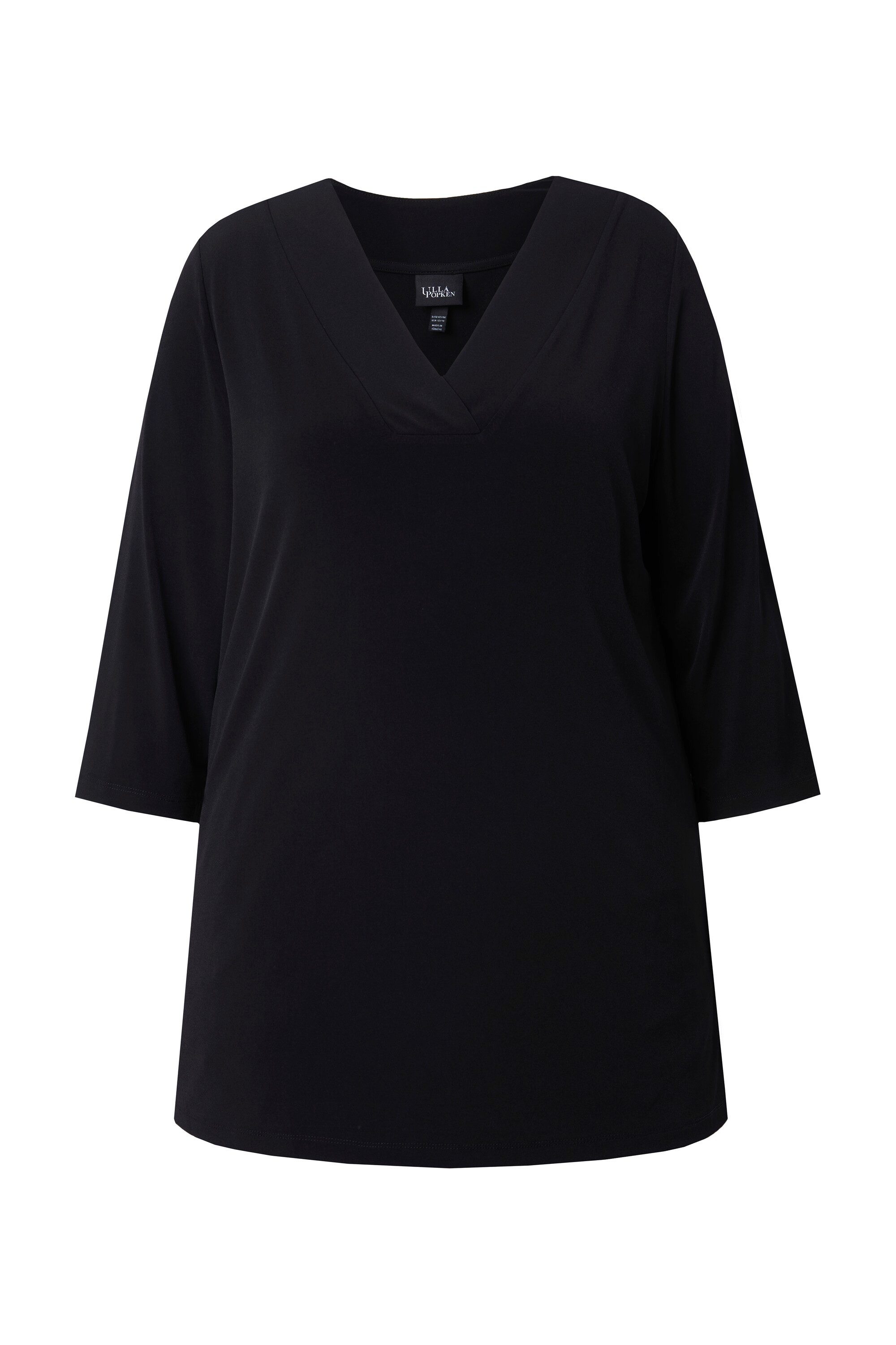 Ulla Popken Longshirt Longshirt A-Linie V-Ausschnitt 3/4-Ärmel günstig online kaufen