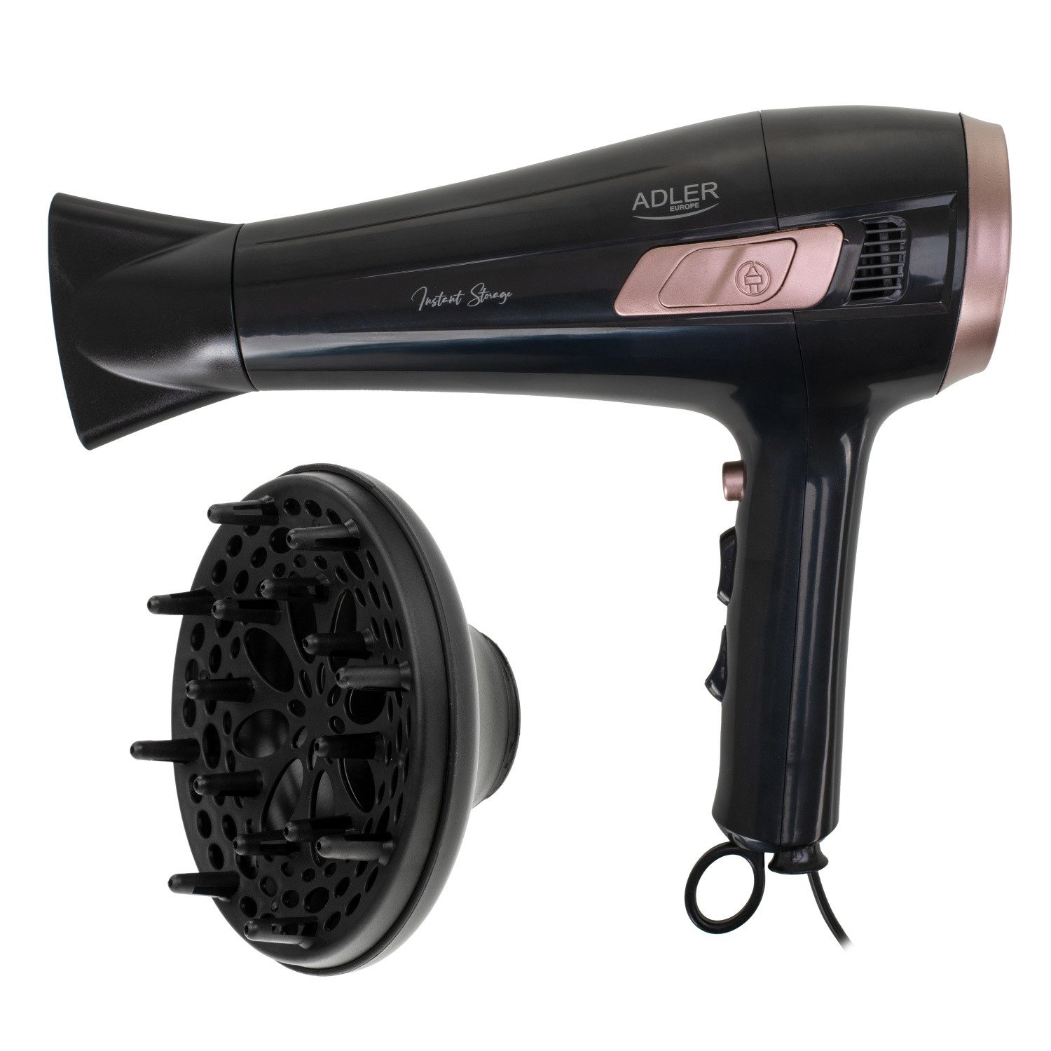 Adler Haartrockner AD 2283 mit einziehbarem Kabel - 2400 W mit 3 Temperaturstufen, 2400 W