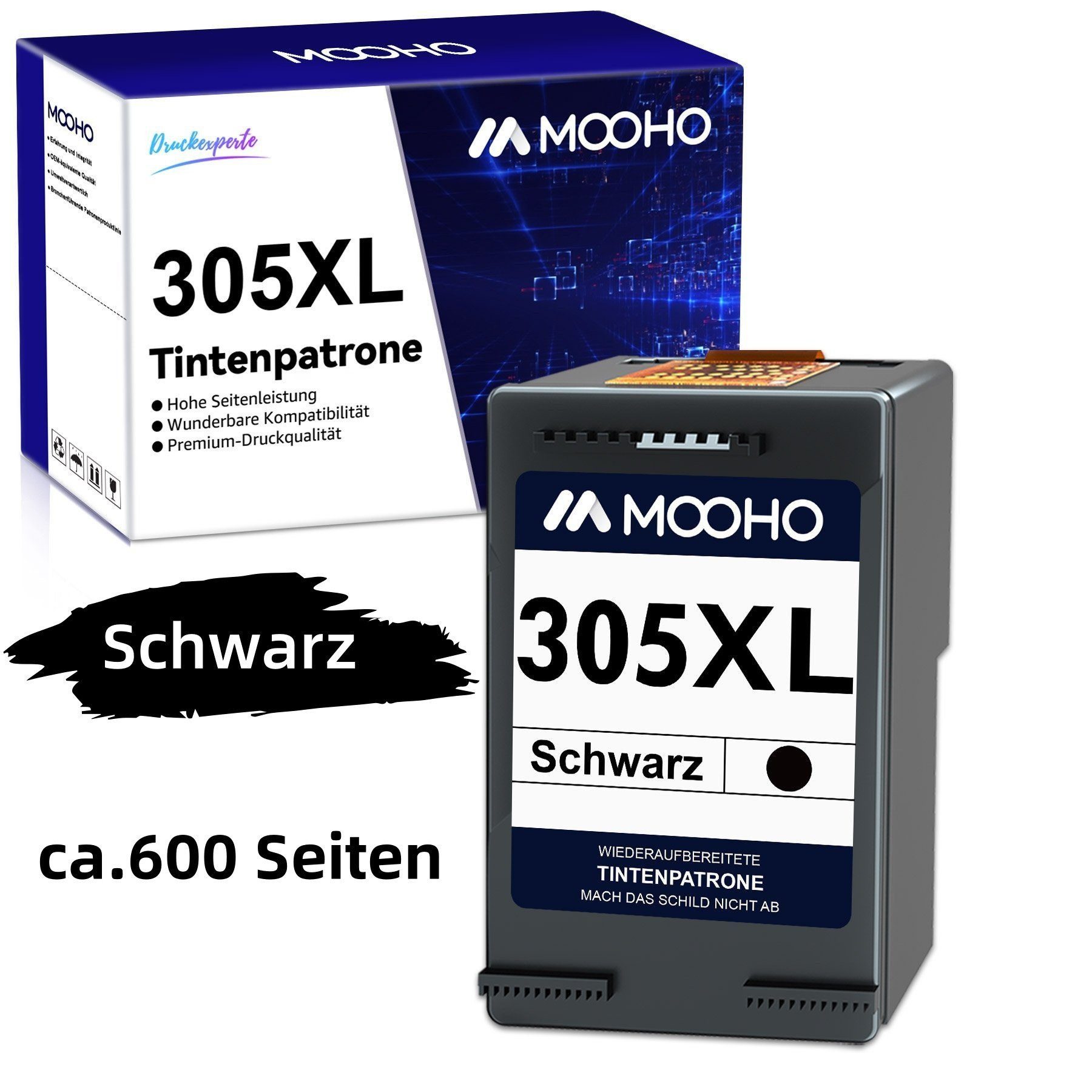 MOOHO für HP 305 XL 305XL Schwarz Envy 6000 6030 DeskJet 2720 2710 Tintenpatrone (1-tlg)