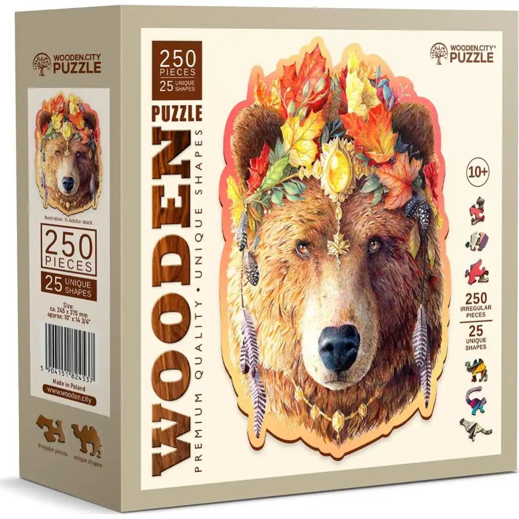 Wooden City Puzzle Holzpuzzle Stylish Bear 250 Teile, Puzzleteile