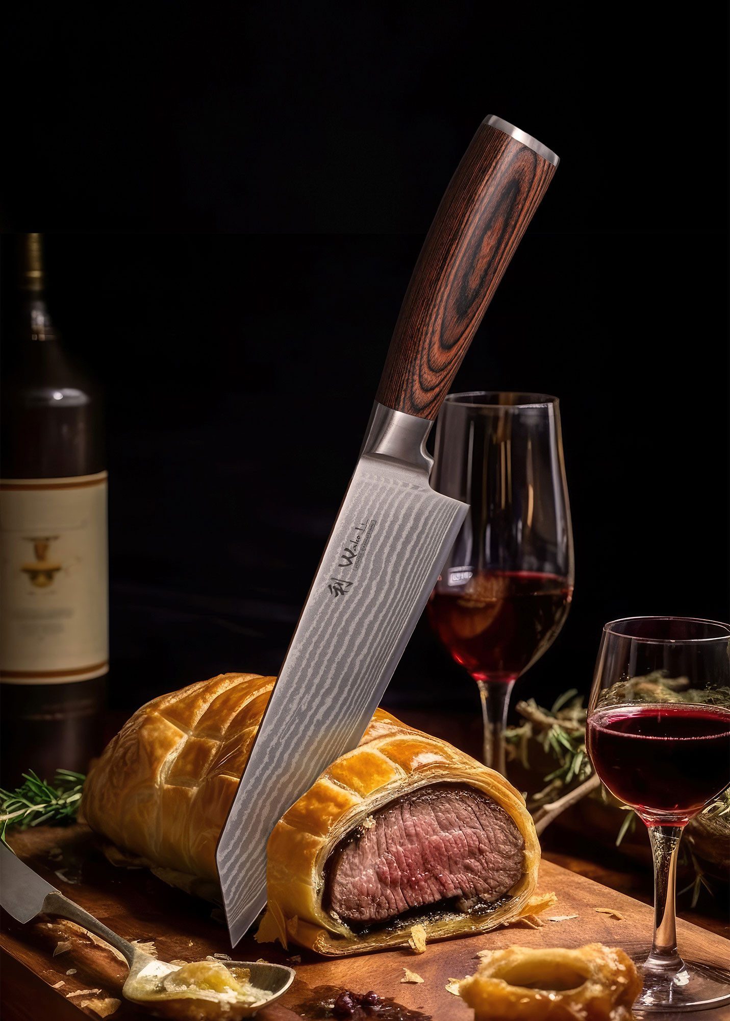 Wakoli Asiamesser EDIB Damast Chefmesser Kiritsuke I Kochmesser Küchenmesser 20cm Klinge, Aus 67 Lagen Damaststahl, VG10 Kern, Pakkaholzgriff, inkl. Geschenkbox