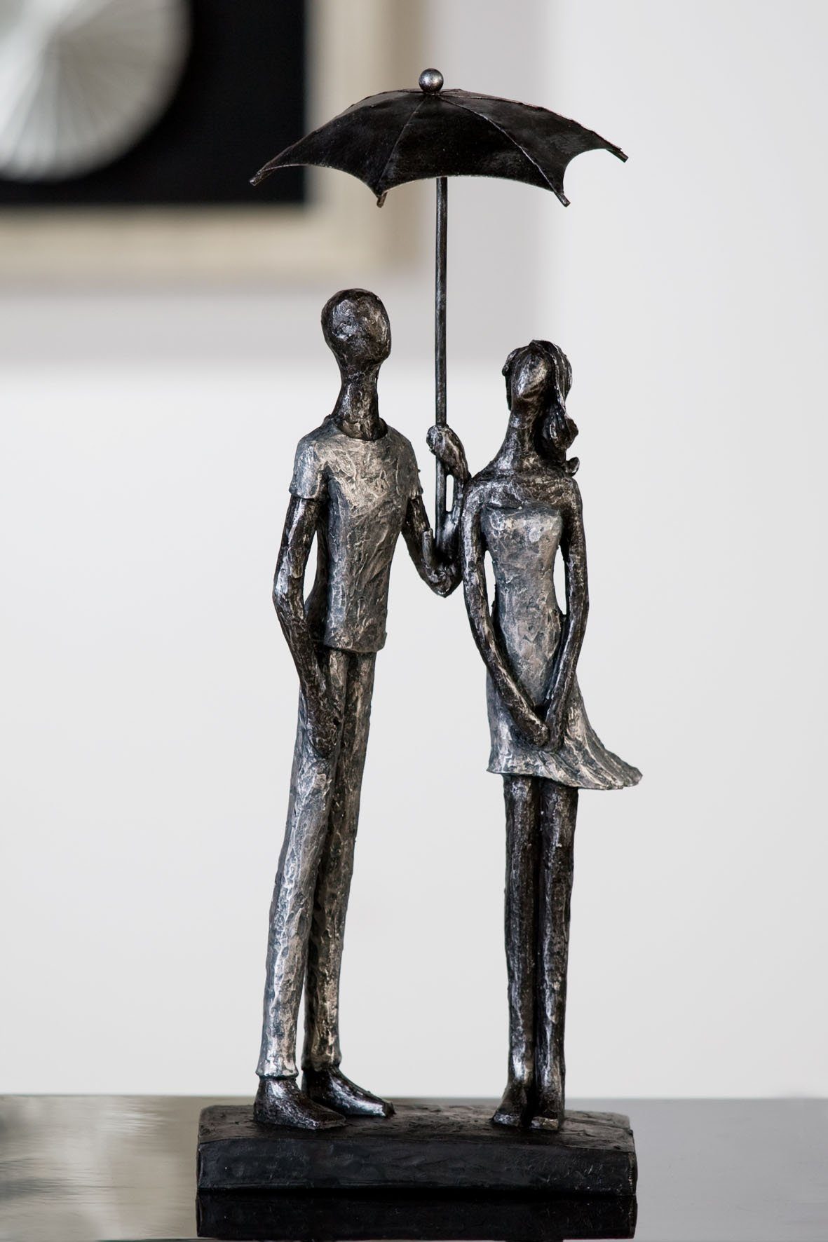 St), Skulptur silber cm, Spruchanhänger, by Wohnzimmer 36 Casablanca Dekoobjekt, (1 Gilde mit Umbrella, Höhe Dekofigur antikfinish,
