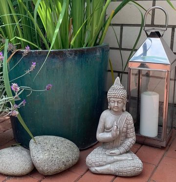 K&L Wall Art Buddhafigur Buddha Statue Kunststein Beton Feng Shui Deko große Steinfigur (1, Gartenfigur), Wellness Gartendeko 33cm