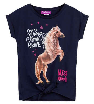 Miss Melody T-Shirt Miss Melody T-Shirt Knoten braunes Pferd dunkelblau (1-tlg)