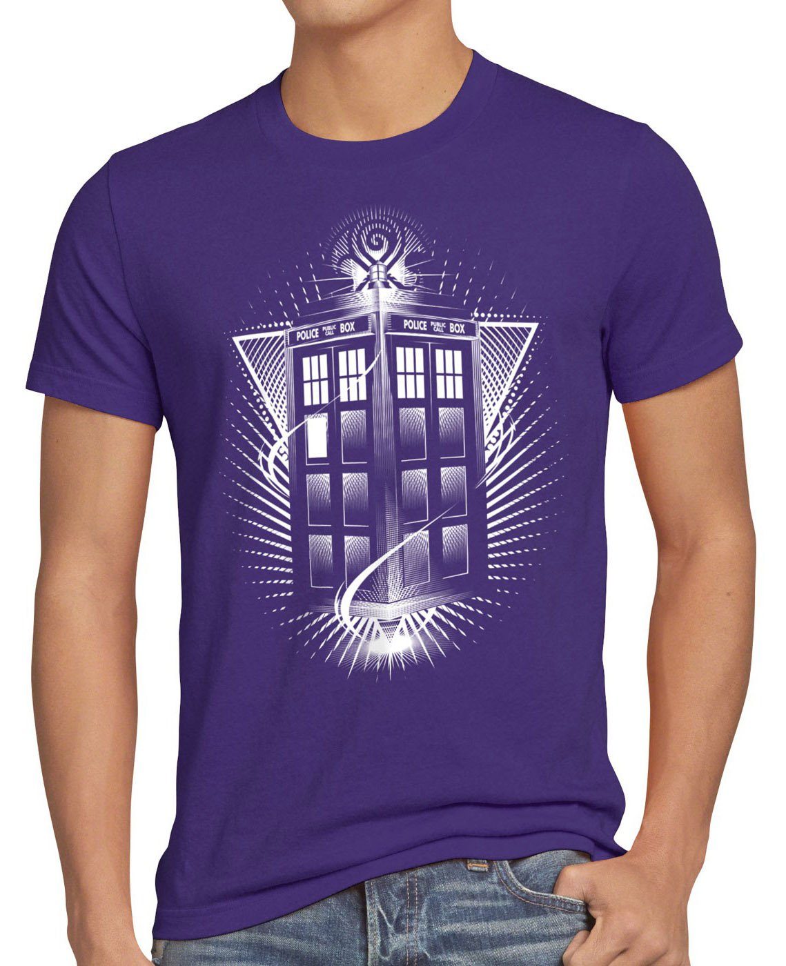 style3 Print-Shirt Herren T-Shirt Who Zeitreise doktor dalek dr police box space doctor tv tardis lila | T-Shirts