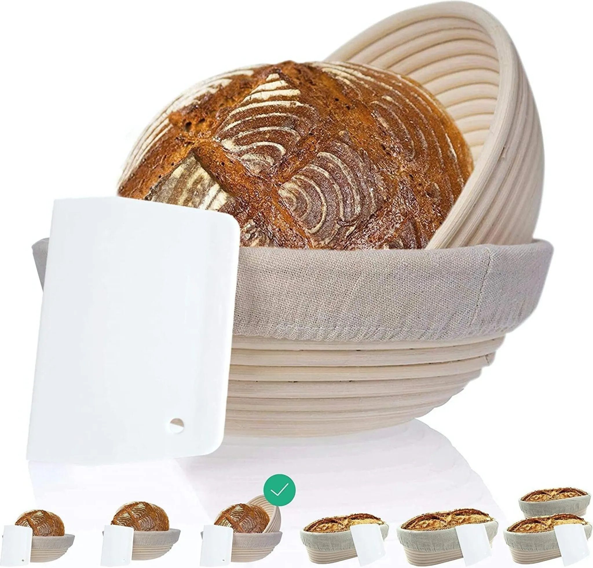 riijk Gärkorb, (2er Set 5-tlg), Rattan/Peddigrohr, für runde Teiglinge