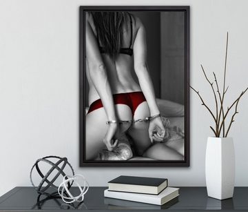 Pixxprint Leinwandbild Sexy Frau in Unterwäsche, Wanddekoration (1 St), Leinwandbild fertig bespannt, in einem Schattenfugen-Bilderrahmen gefasst, inkl. Zackenaufhänger