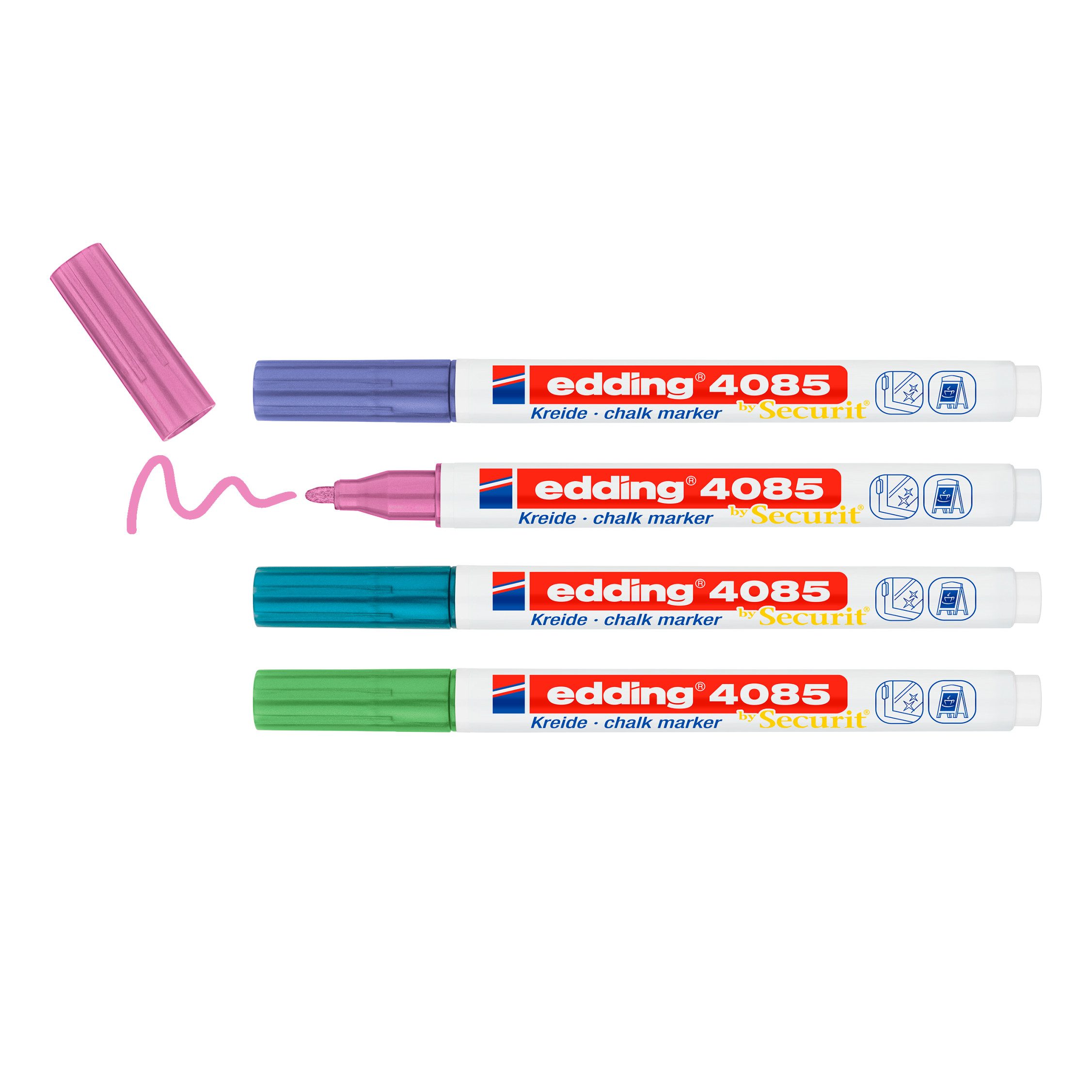 edding Kreidemarker 4085, 1-2 mm, hohe Deckkraft, 4er-Set