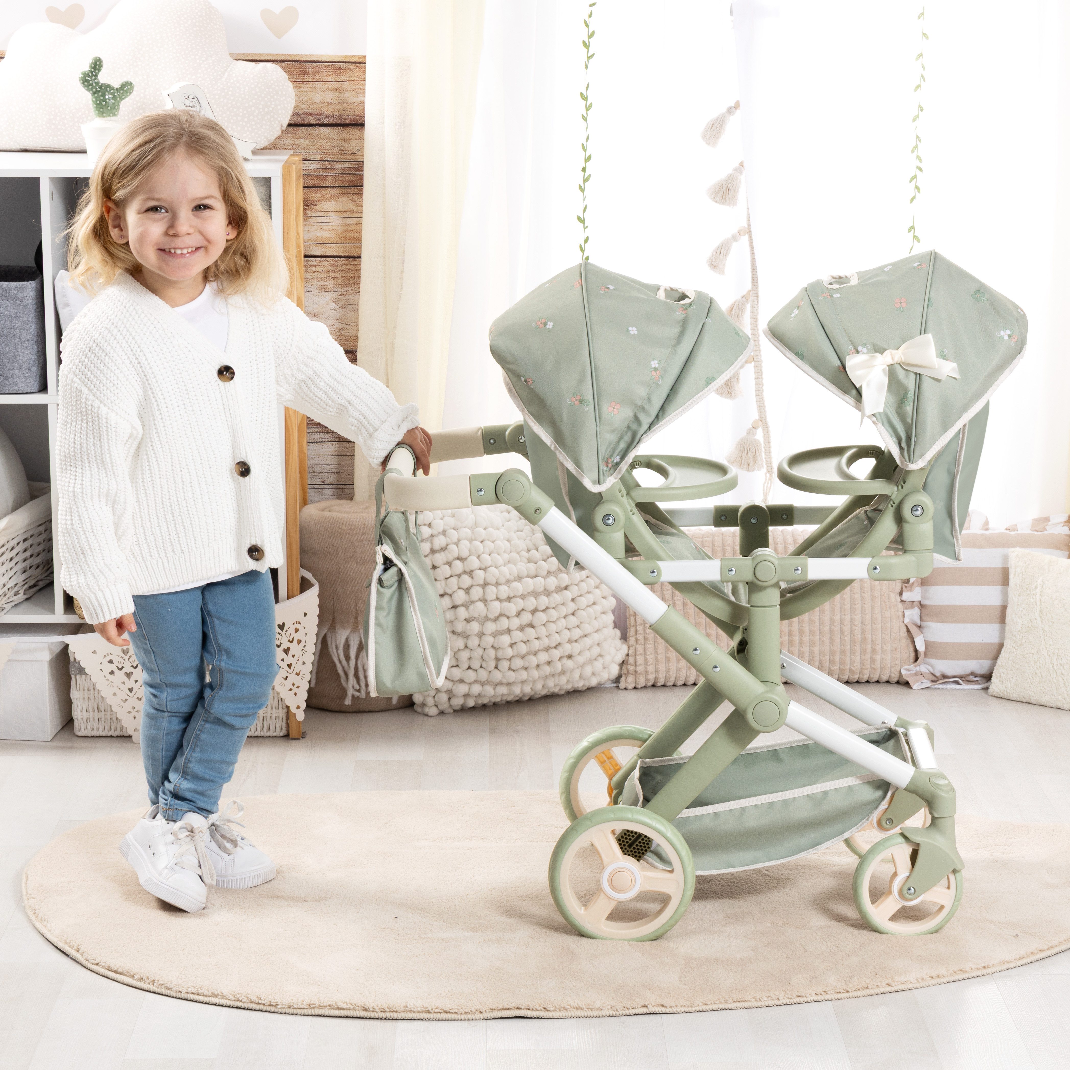 Bayer Puppen-Zwillingsbuggy Xeo Twin, mit Wickeltasche – Bild 5 von 5