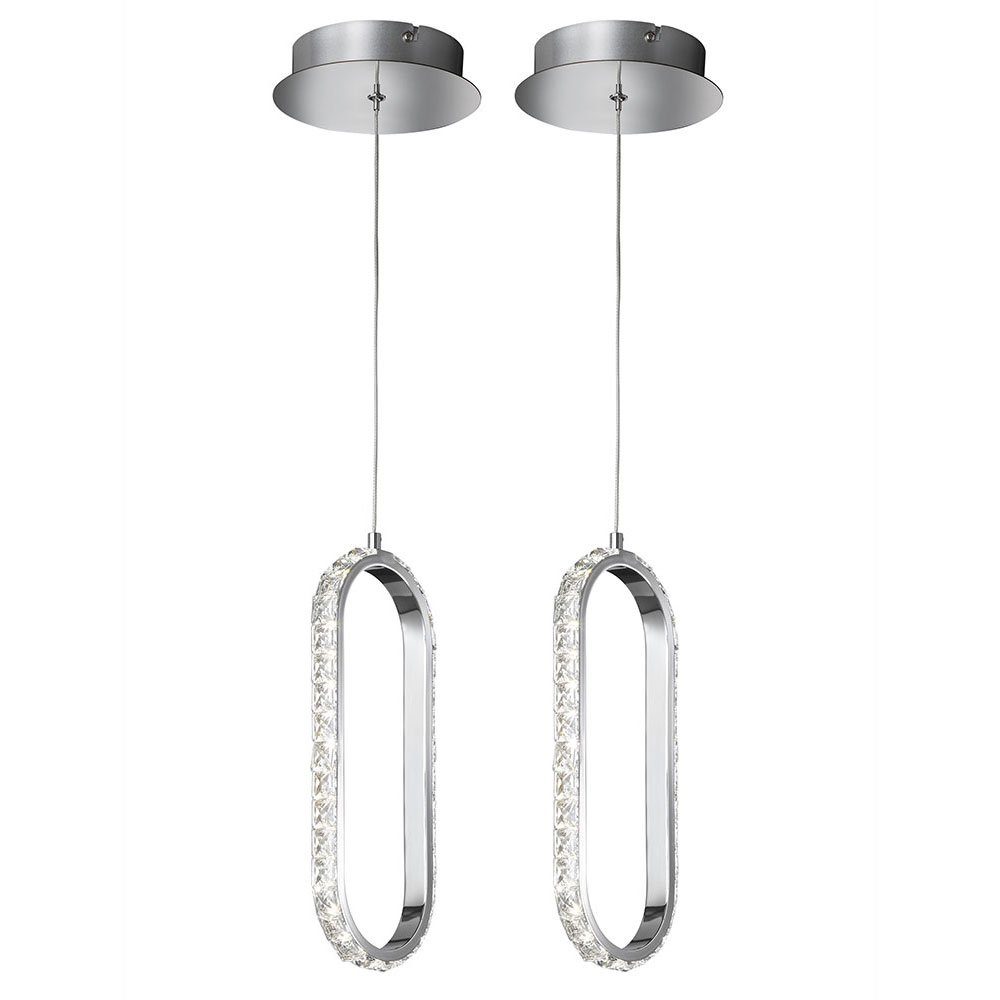 etc-shop 2x Pendelleuchte Hängelampe Kristall LED Warmweiß, LED dimmbar Leuchtmittel Pendelleuchte, inklusive, Höhenverstellbar