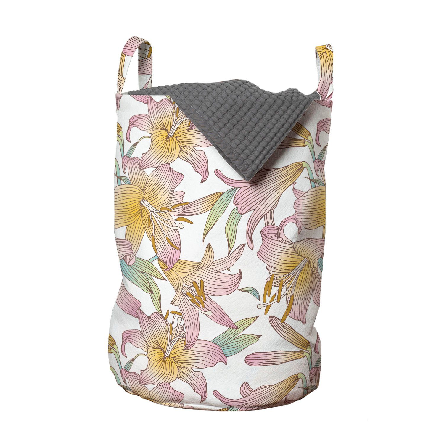 Abakuhaus Wäschesäckchen Wäschekorb mit Spring Griffen für Royal Kordelzugverschluss Lilies Garten-Kunst Waschsalons