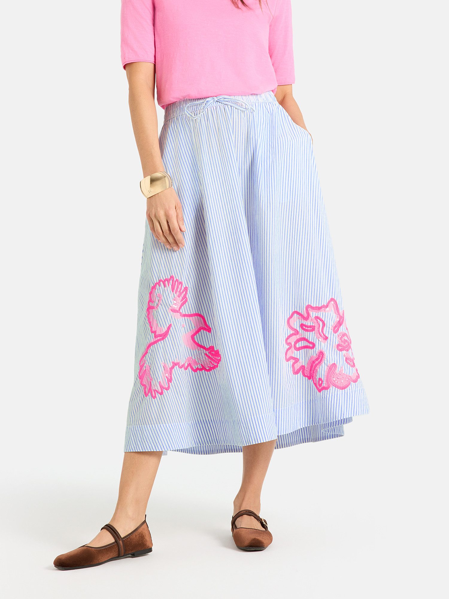 Lieblingsstück Midirock FrankaL mit gestickten Details, Elastikbund
