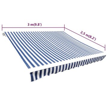 vidaXL Markise Markisenbespannung Canvas Blau & Weiß 3 x 2,5 m (ohne Rahmen) (1-St)