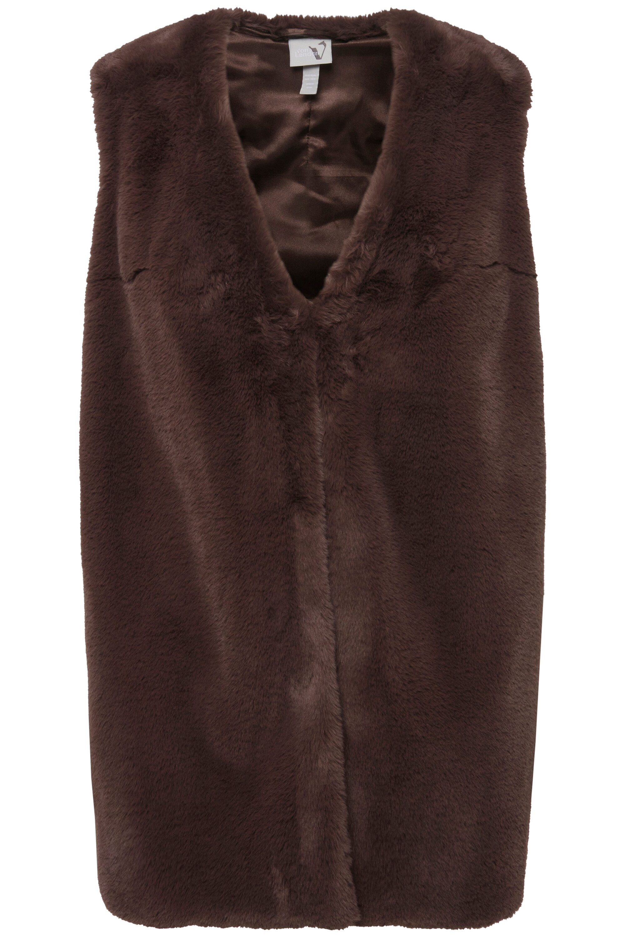 Ulla Popken Steppweste Kunstfellbesatz-Weste V-Ausschnitt Hakenverschluss günstig online kaufen