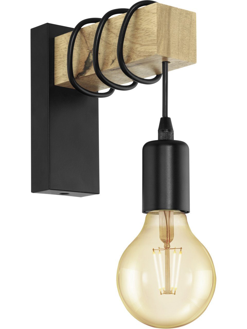 EGLO Arbeitsleuchte Eglo Wandleuchte Townshend schwarz-braun günstig online kaufen
