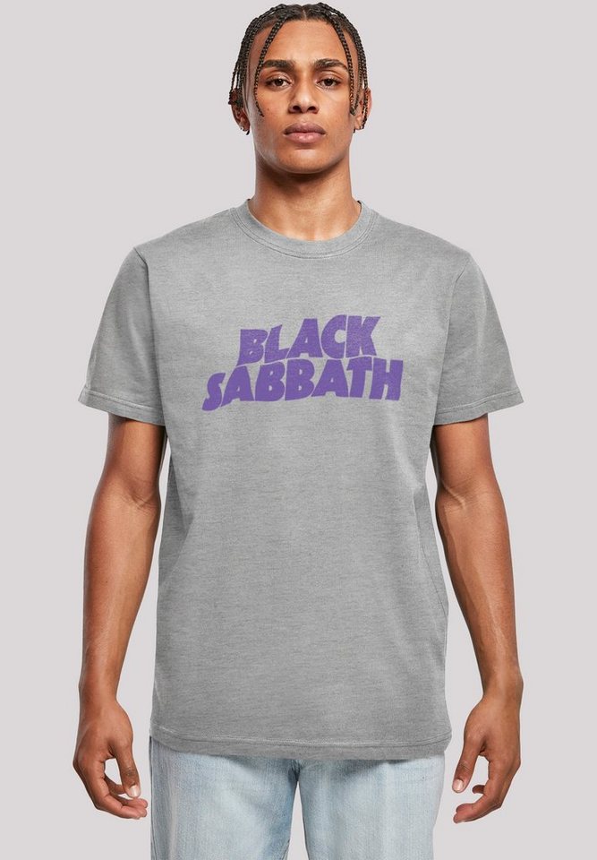 F4NT4STIC T-Shirt Black Sabbath Heavy Metal Band Wavy Logo Black Print,  Rippbündchen am Hals und Doppelnähte am Saum