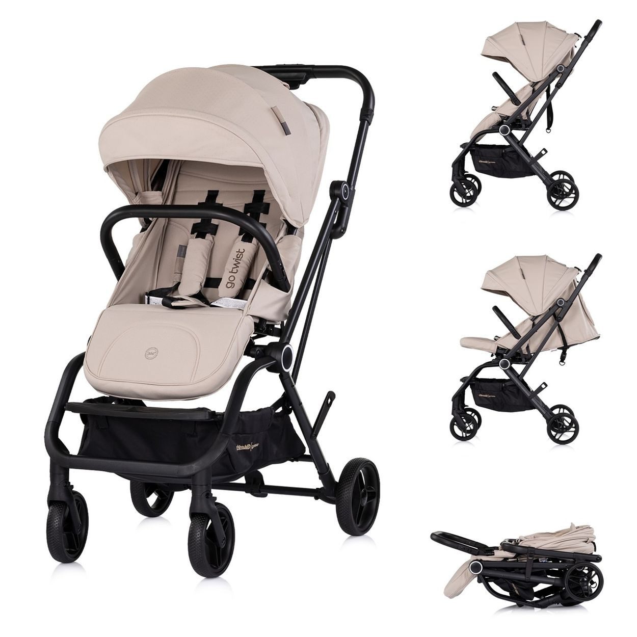Chipolino Kinder-Buggy Go Twist, Aluminium, PU-Räder, 5-Punkt-Gurt, Sicherheitsgurt, Hinterradbremse