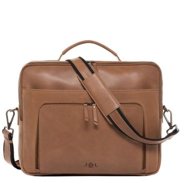 SID & VAIN Messenger Bag Leder Umhängetasche Unisex CHELSEA, Laptoptasche 15,4 Zoll Echtleder, Businesstasche Damen Herren braun