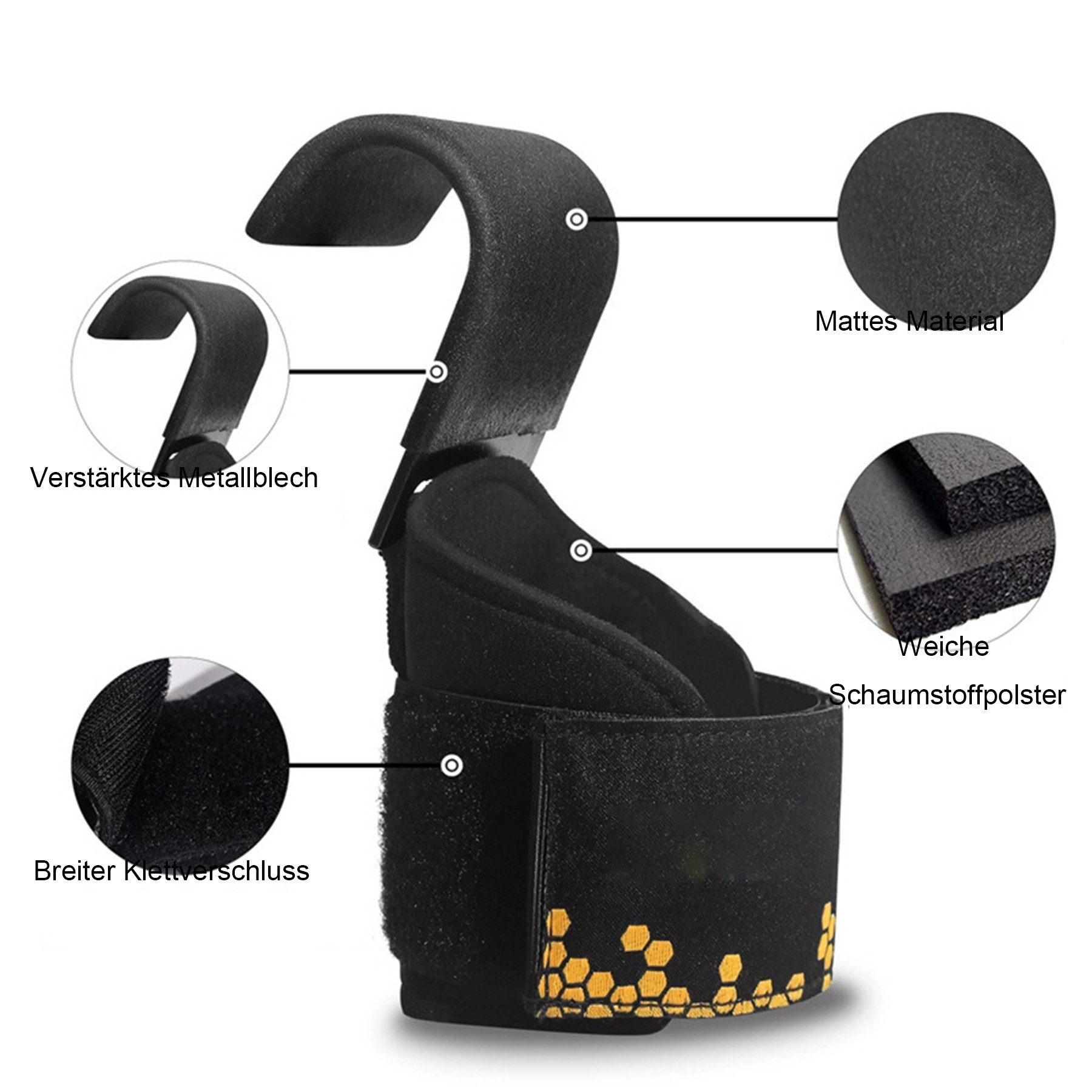 Mutig Zughilfe Zughilfen Haken Krafttraining, 8mm Gepolstert Handgelenkschutz (Profi Bodybuilding Gewichtheben Griff, Fitness Powerlifting Weight Lifting Hook), Männer Frauen rutschfest Grip, Kreuzheben klimmzug