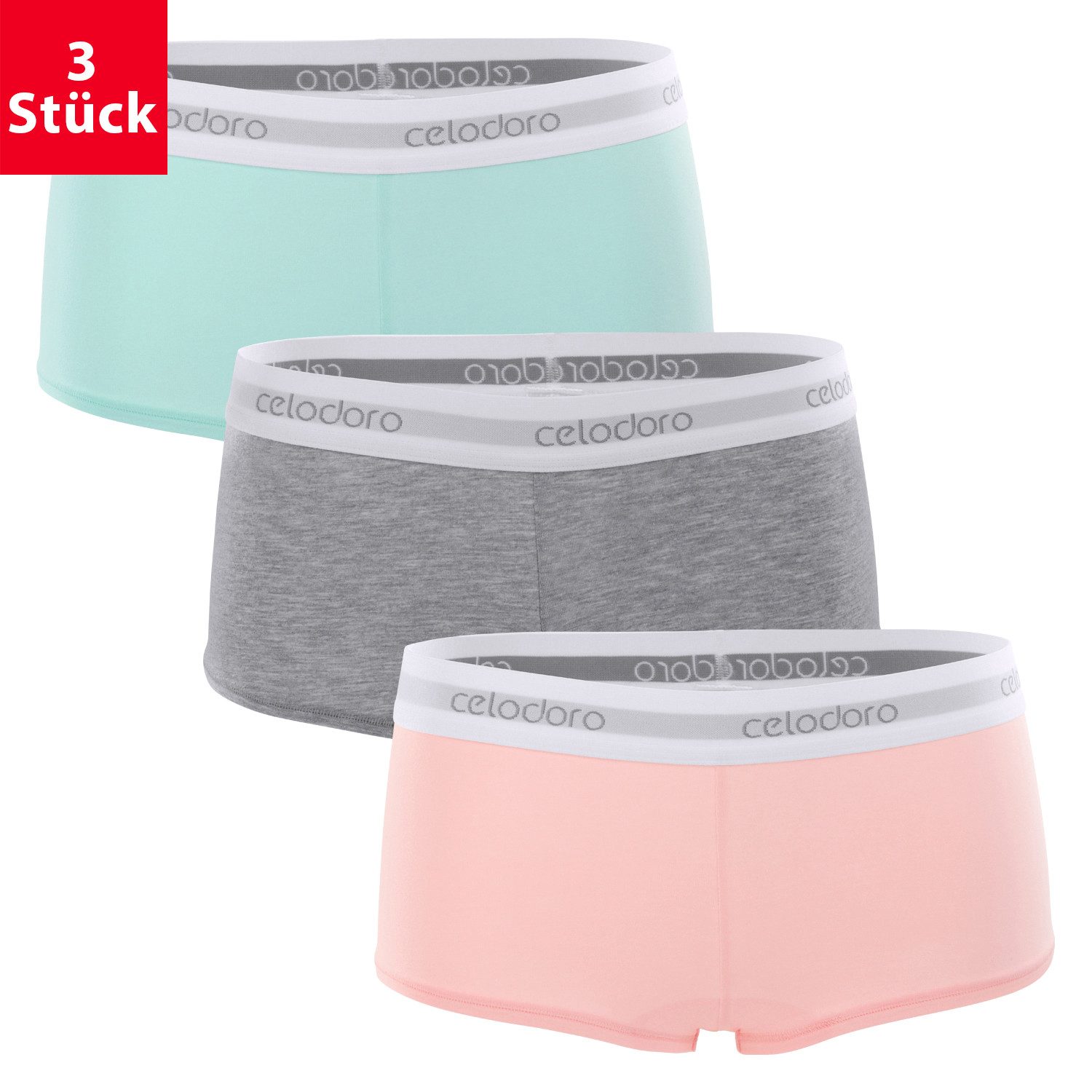 celodoro Panty Damen Panty mit Webgummi-Bund (3er Pack) Sport Slip mit Logo