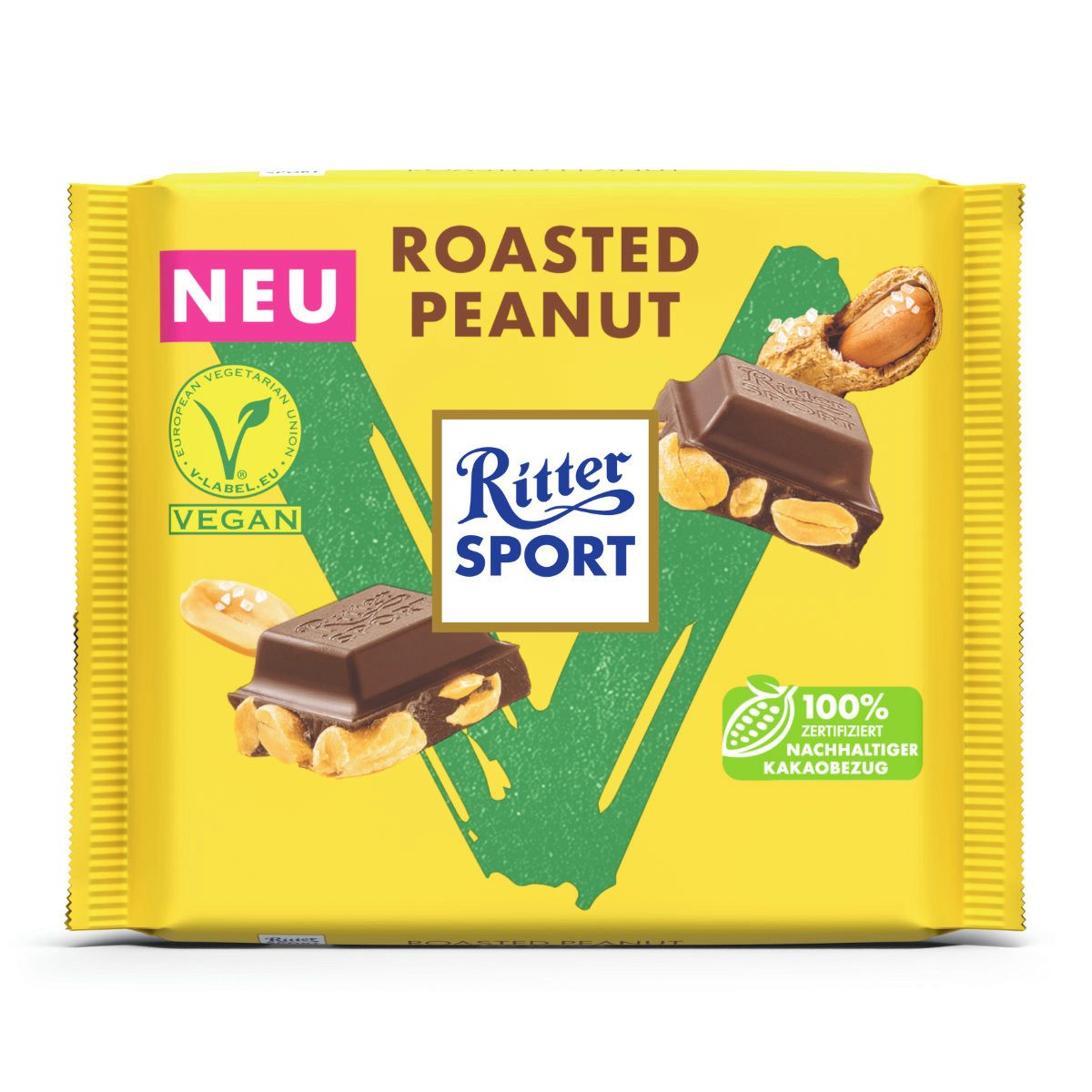 Ritter SPORT Schokolade, Ritter Sport Vegan Roasted Peanut Vegane Edition Schoko Tafel 100g