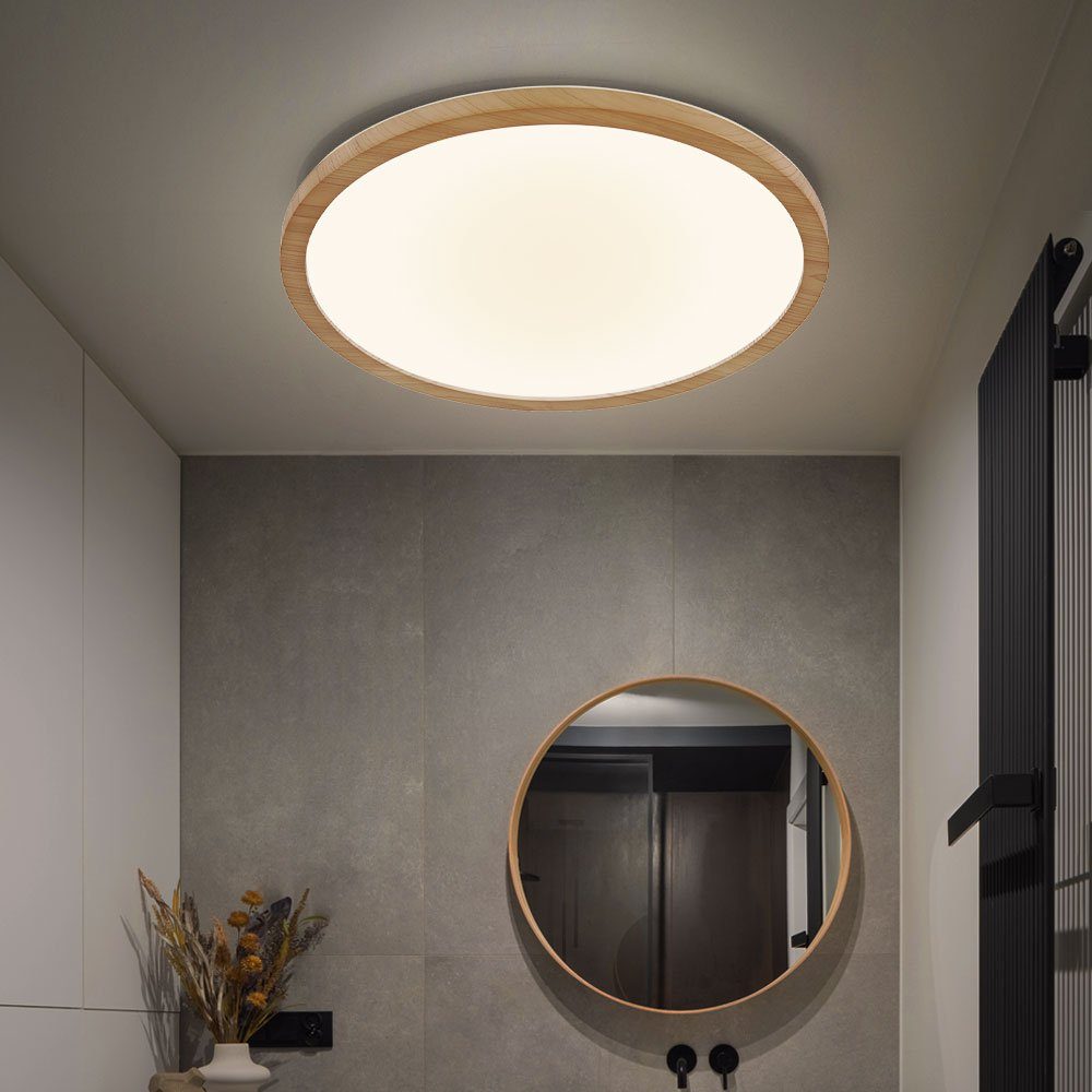 Globo LED Deckenleuchte, LED-Leuchtmittel fest verbaut, Warmweiß,  Deckenleuchte Badezimmerlampe Deckenlampe IP44 LED Holzoptik 3 | Panels