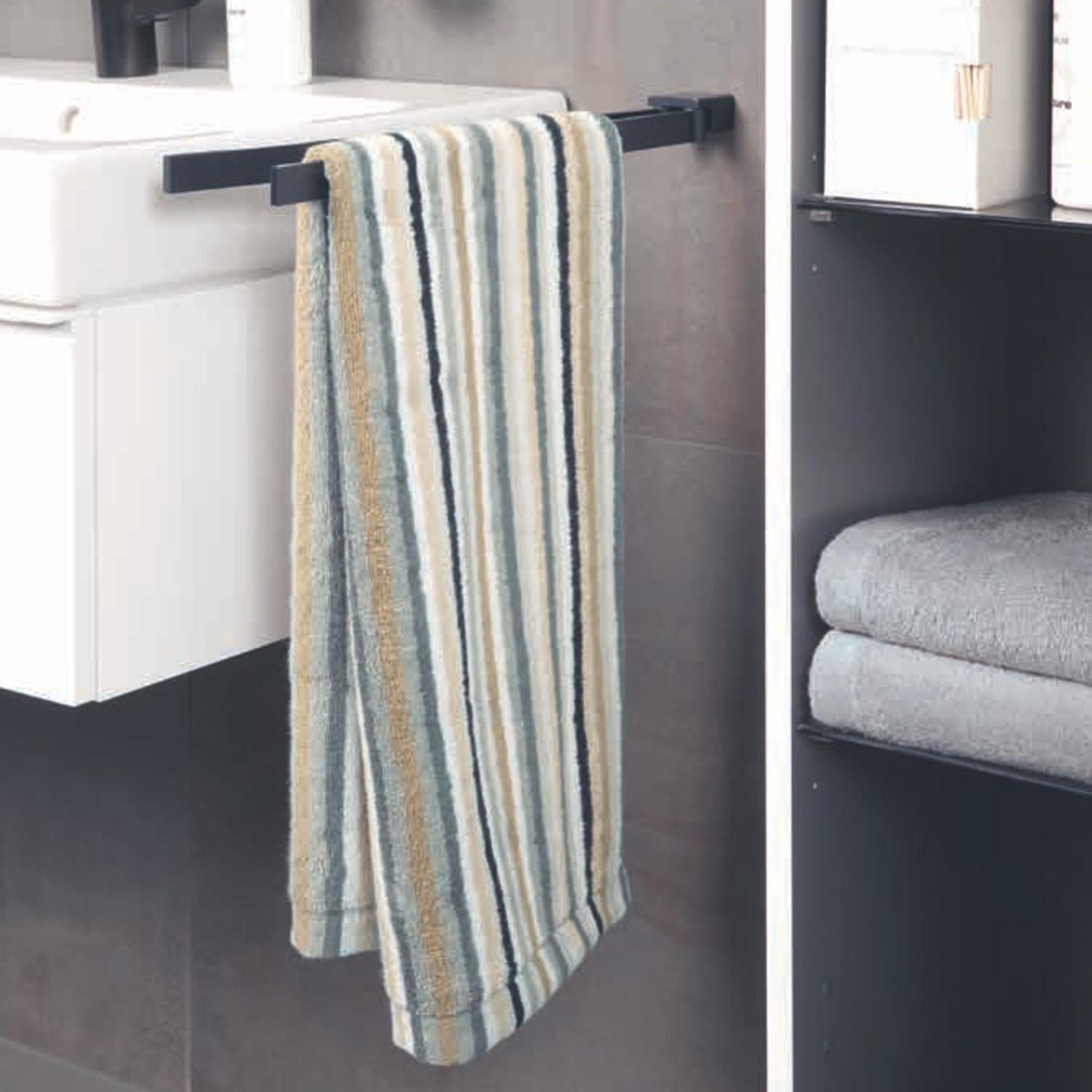 Cawö Handtuch 2 Stück Cawö Life Style Handtücher 7048-37 Streifen kiesel 50x100, Walkfrottier (2-St), 100% Baumwolle