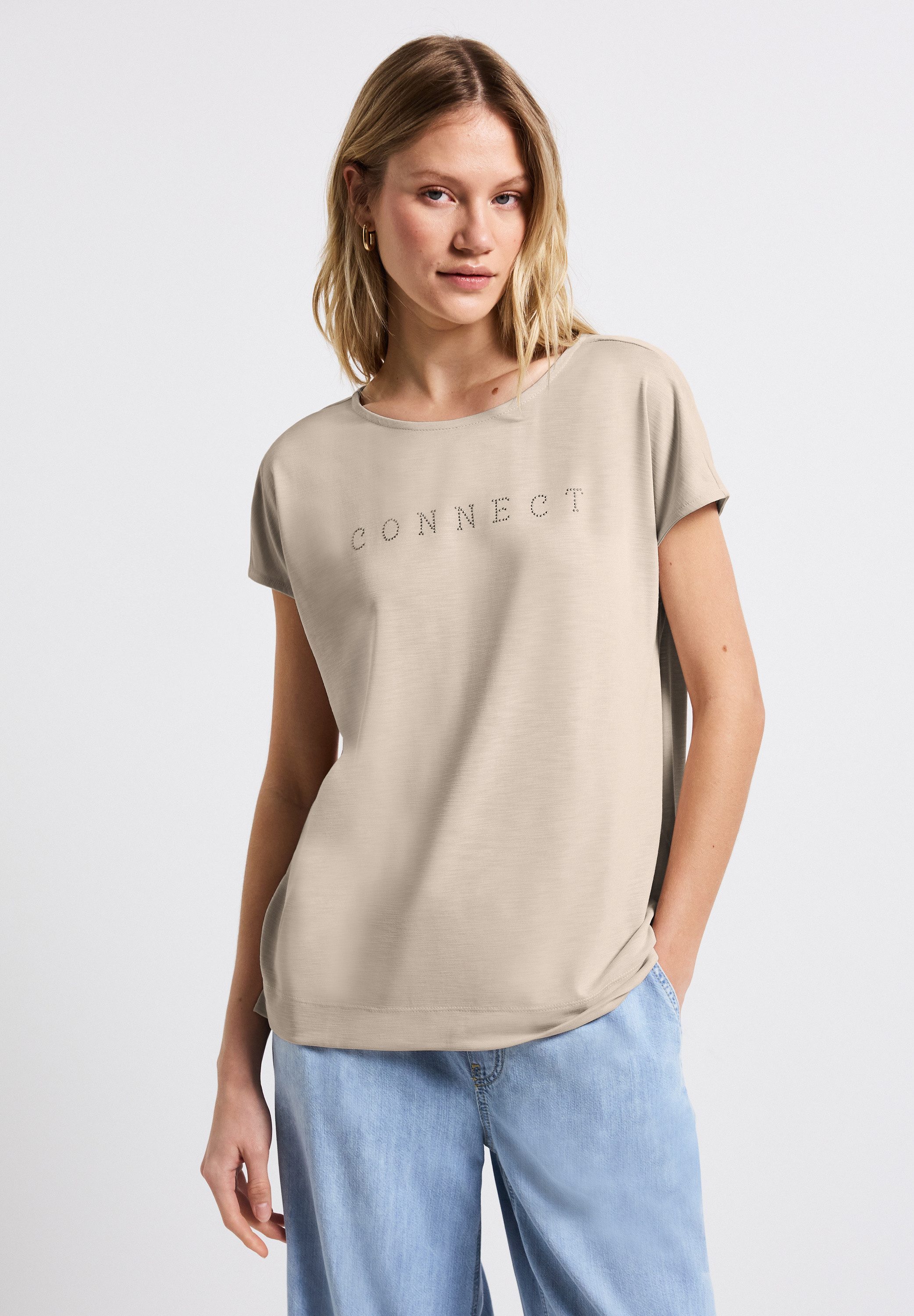 STREET ONE T-Shirt mit Wording aus Schmucksteinen günstig online kaufen