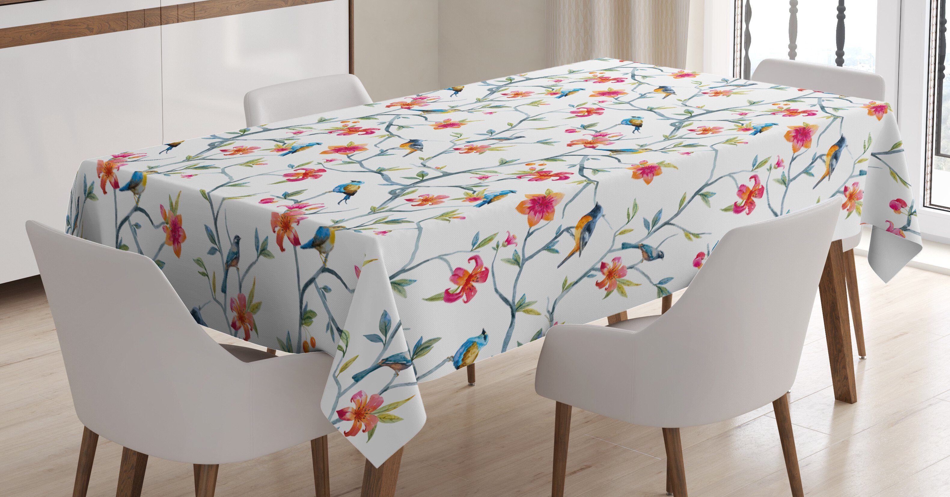 Abakuhaus Tischdecke Farbfest Waschbar Für Farben, den Außen Aquarell geeignet Bereich Vögel auf Klare Zweigen
