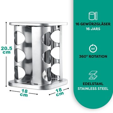 Praknu Gewürzkarussell Gewürzkarussell Drehbar mit 12 Gewürzgläsern, (Set, 12-tlg), Gewürzaufbewahrung