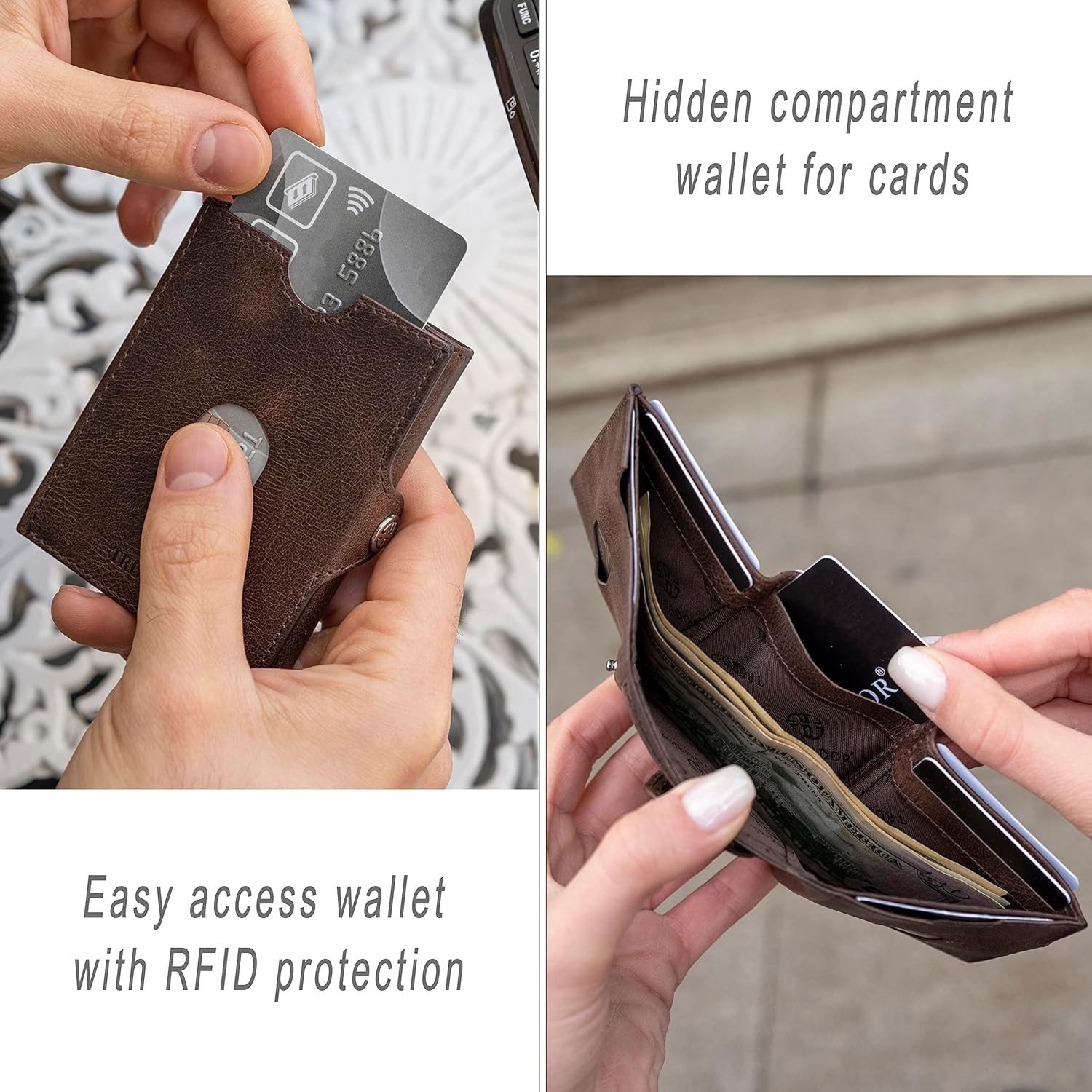 Trusador Mini Geldbörse 'Valencia' - Unisex Slim Wallet - kleiner Leder-Geldbeutel - Münzfach (Handmade, Handarbeit - Made in Europe), Vollnarbenleder, besonder – Bild 5 von 5